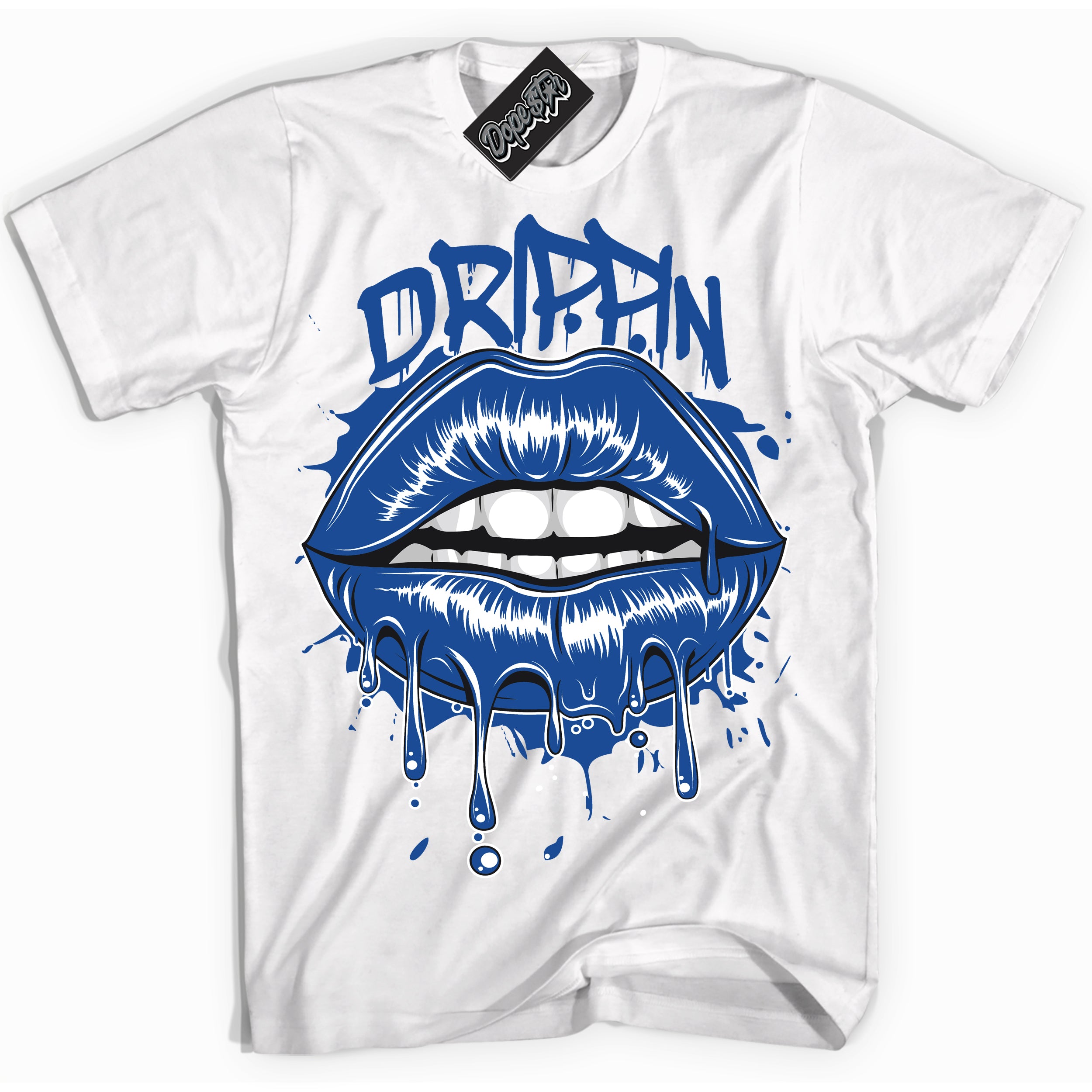 AJ12 Retro Blueberry ‘Drippin’ – White Streetwear T-Shirt | Sneaker Matching shirt for AJ12 Retro Blueberry | Men's and Women's Streetwear Graphic Tee by Sneaker Shirts Outlet.