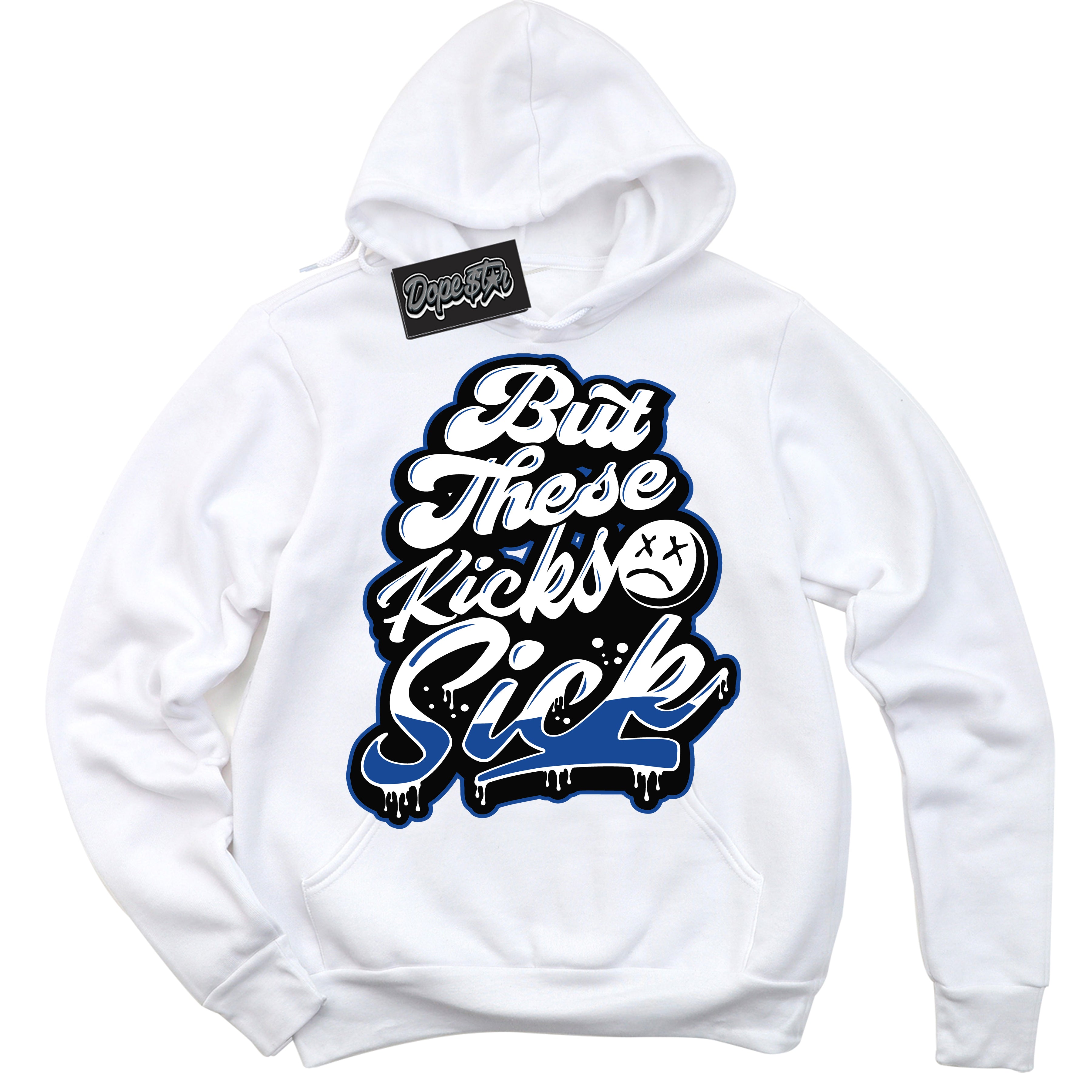 AJ12 Retro Blueberry ‘Kick Sick’ – White Streetwear Hoodie | Sneaker Matching sweatshirt for AJ12 Retro Blueberry | Men's and Women's Streetwear Graphic Hoodie by Sneaker Shirts Outlet.