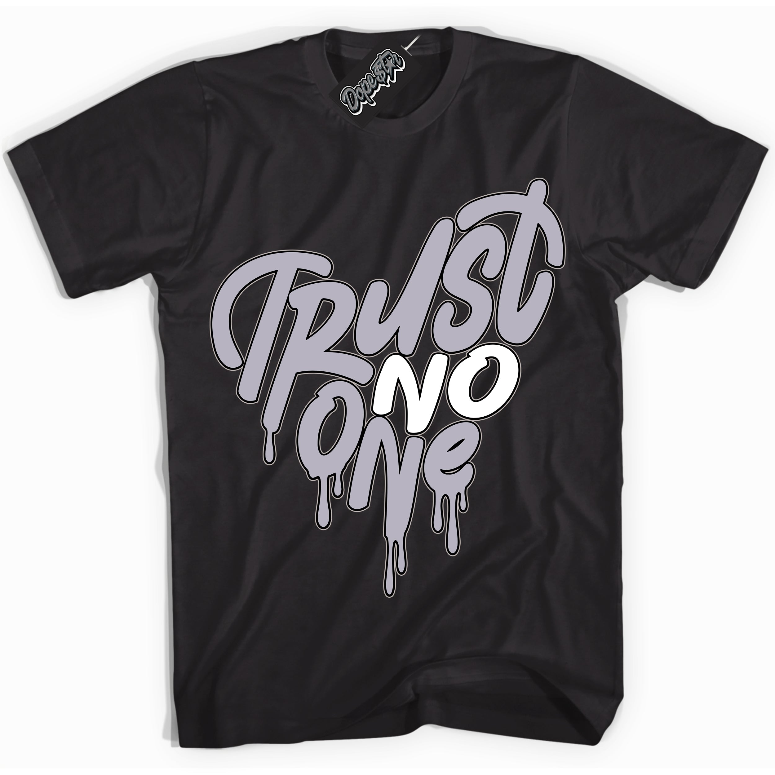 Cool Black Shirt with “ Trust No One Heart ” design that perfectly matches OG Barons 1s Jordans.