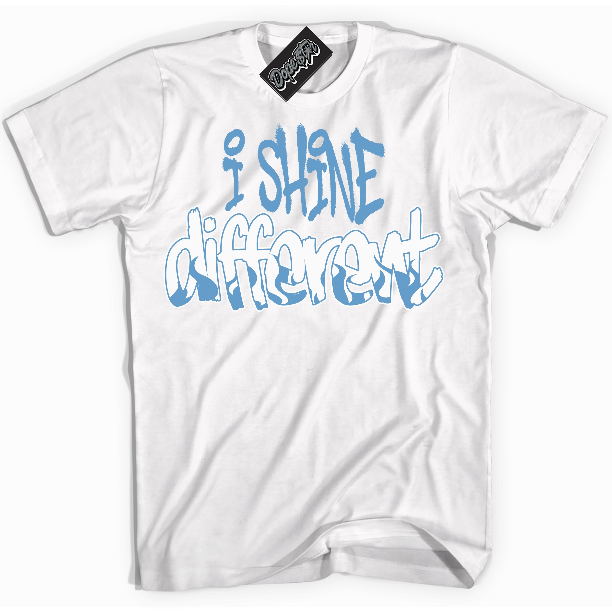 AJ1 Mid Legend Blue ‘I Shine Different’ – White Streetwear T-Shirt | Sneaker Matching shirt for AJ1 Mid Legend Blue | Men's and Women's Streetwear Graphic Tee by Sneaker Shirts Outlet.