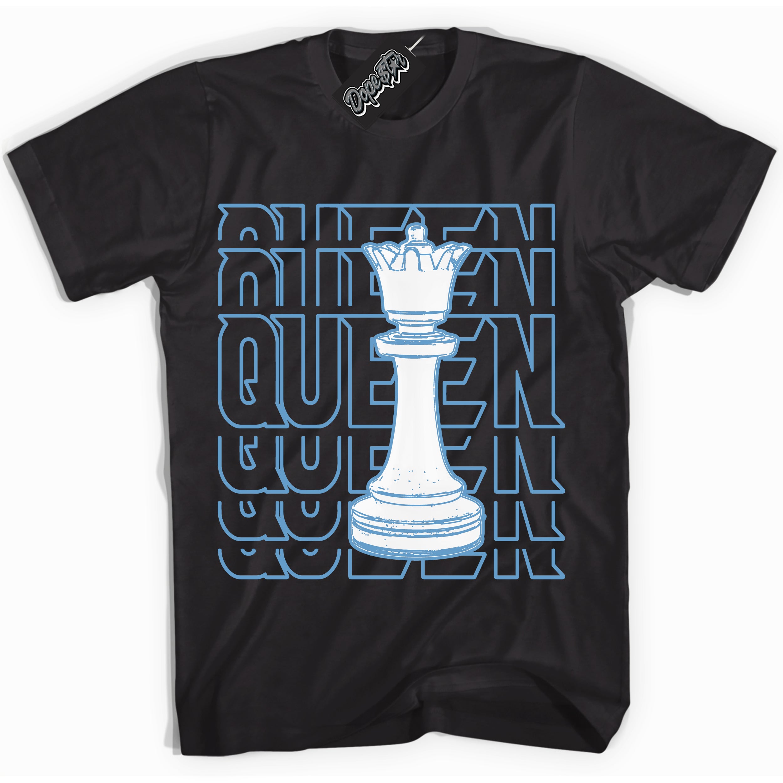 AJ1 Mid Legend Blue ‘Queen Chess’ – Black Streetwear T-Shirt | Sneaker Matching shirt for AJ1 Mid Legend Blue | Men's and Women's Streetwear Graphic Tee by Sneaker Shirts Outlet.