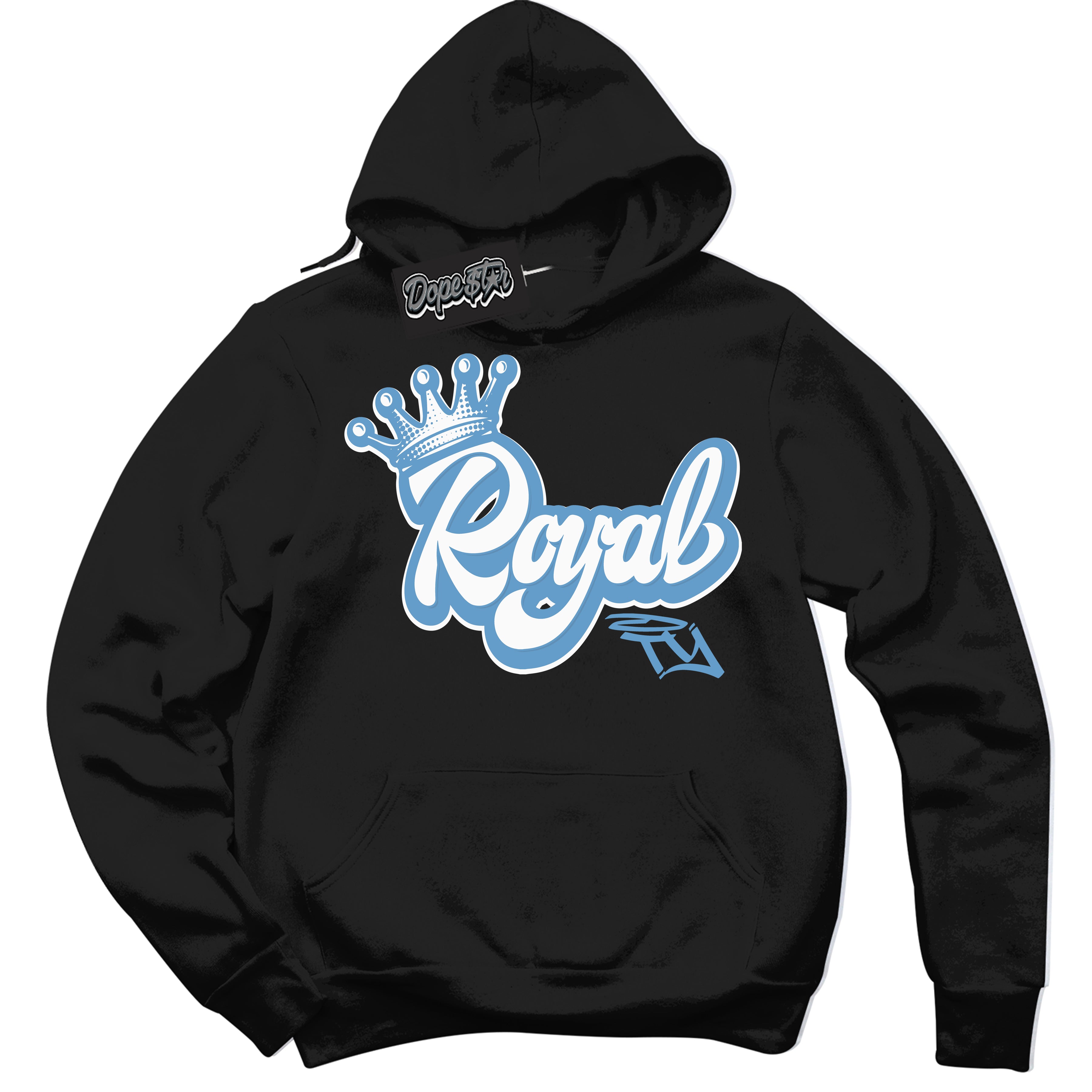 AJ1 Mid Legend Blue ‘Royalty’ – Black Streetwear Hoodie | Sneaker Matching sweatshirt for AJ1 Mid Legend Blue | Men's and Women's Streetwear Graphic Hoodie by Sneaker Shirts Outlet.
