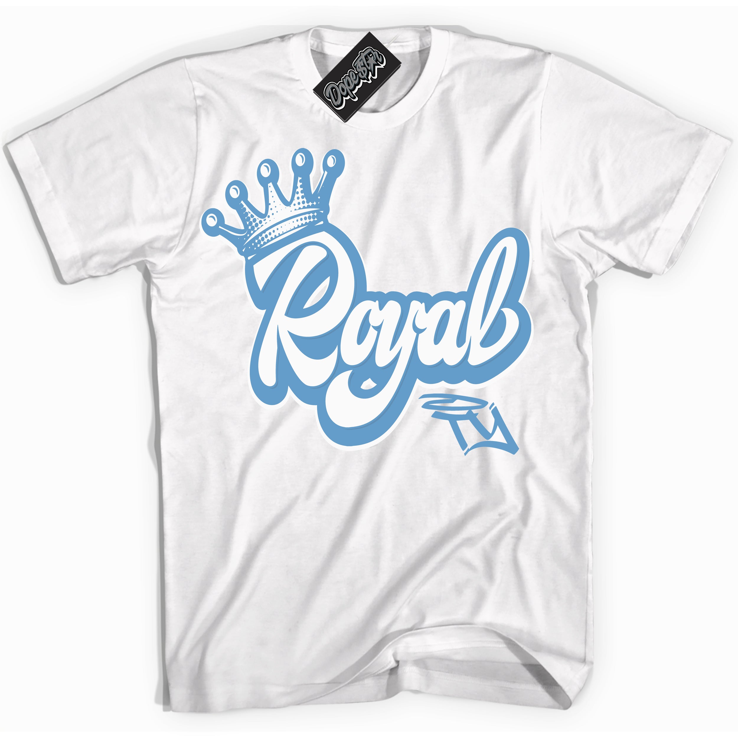 AJ1 Mid Legend Blue ‘Royalty’ – White Streetwear T-Shirt | Sneaker Matching shirt for AJ1 Mid Legend Blue | Men's and Women's Streetwear Graphic Tee by Sneaker Shirts Outlet.