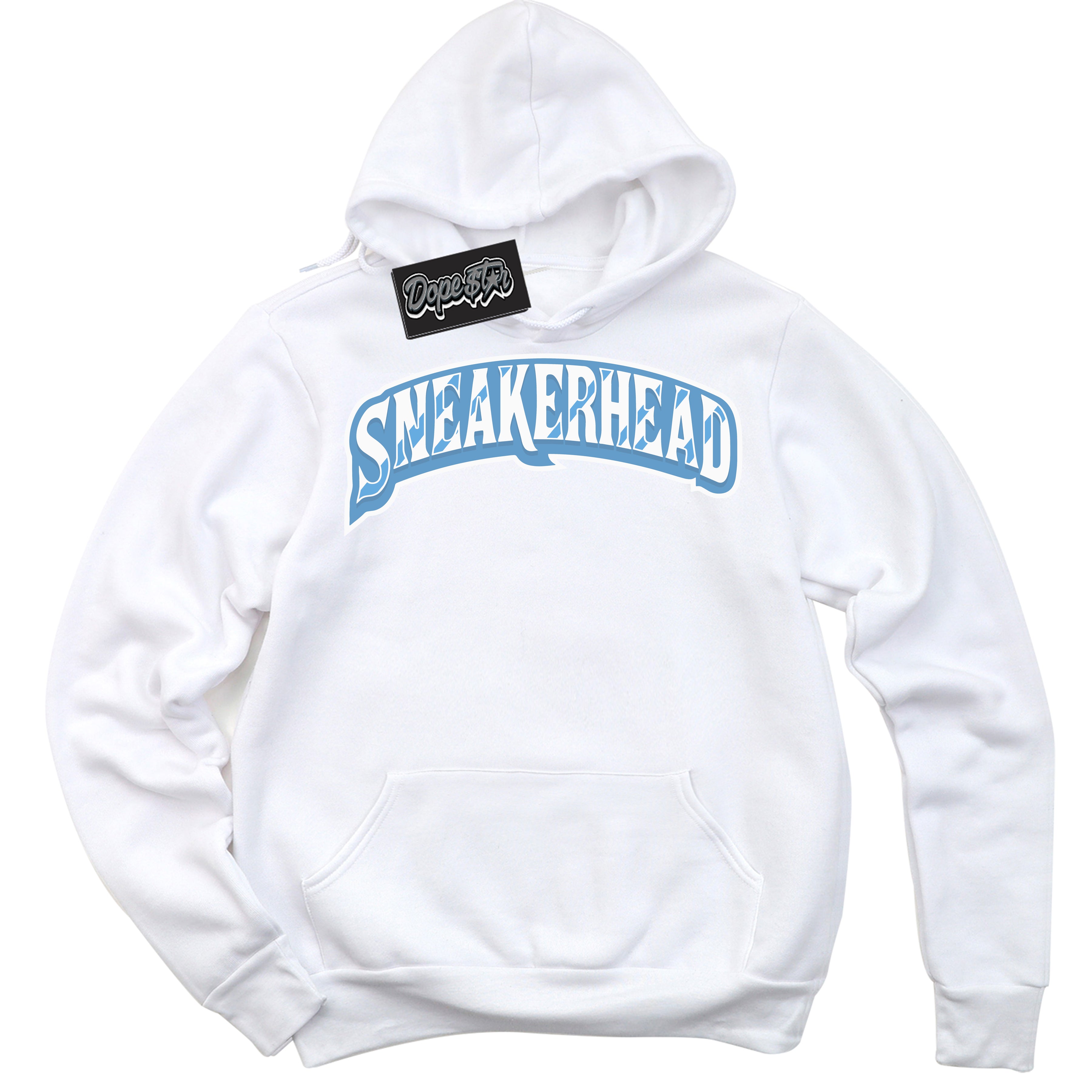 AJ1 Mid Legend Blue ‘Sneakerhead’ – White Streetwear Hoodie | Sneaker Matching sweatshirt for AJ1 Mid Legend Blue | Men's and Women's Streetwear Graphic Hoodie by Sneaker Shirts Outlet.