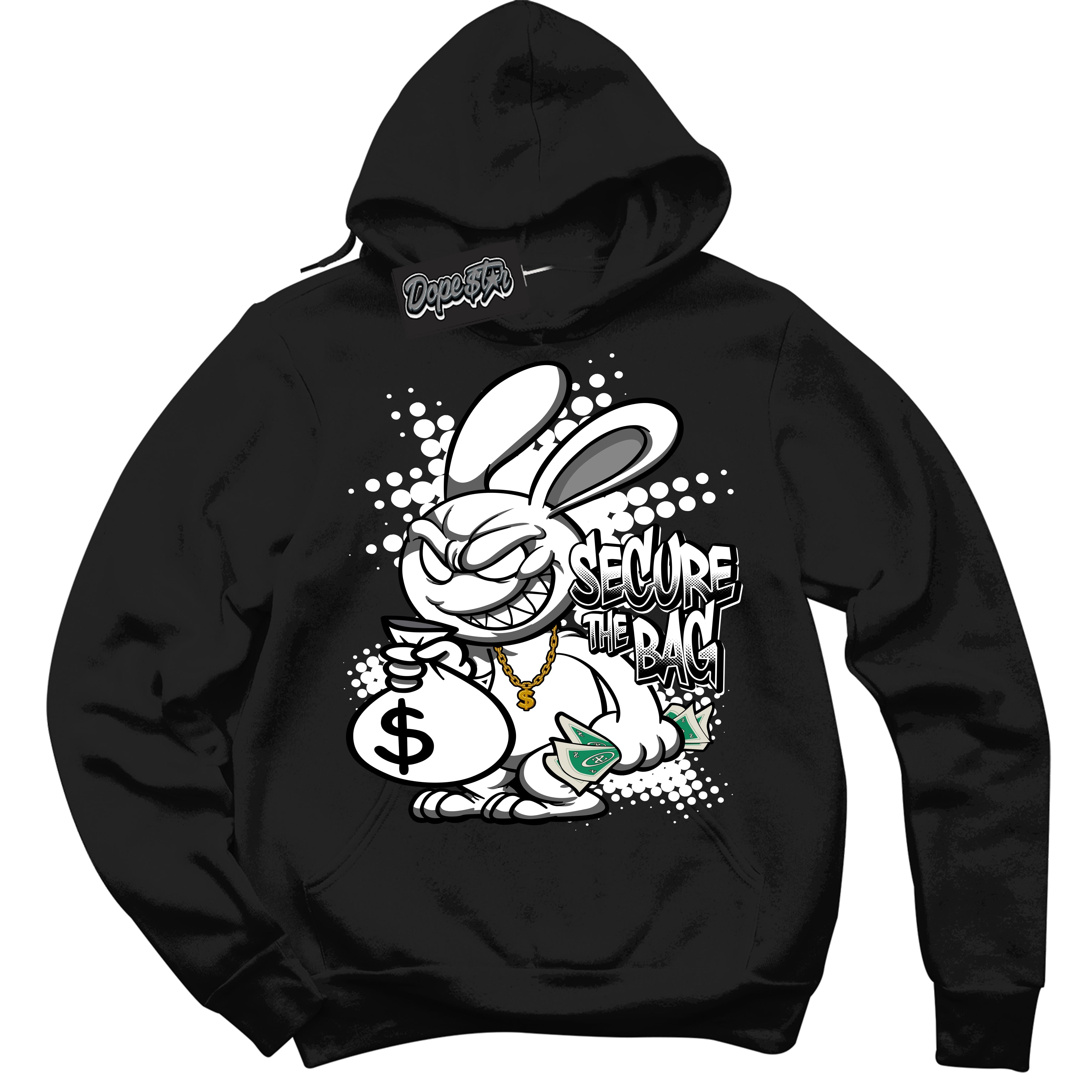 AJ1 Mid Off Noir Toe ‘Secure The Bag’ – Black Streetwear Hoodie | Sneaker Matching sweatshirt for AJ1 Mid Off Noir Toe | Men's and Women's Streetwear Graphic Hoodie by Sneaker Shirts Outlet.