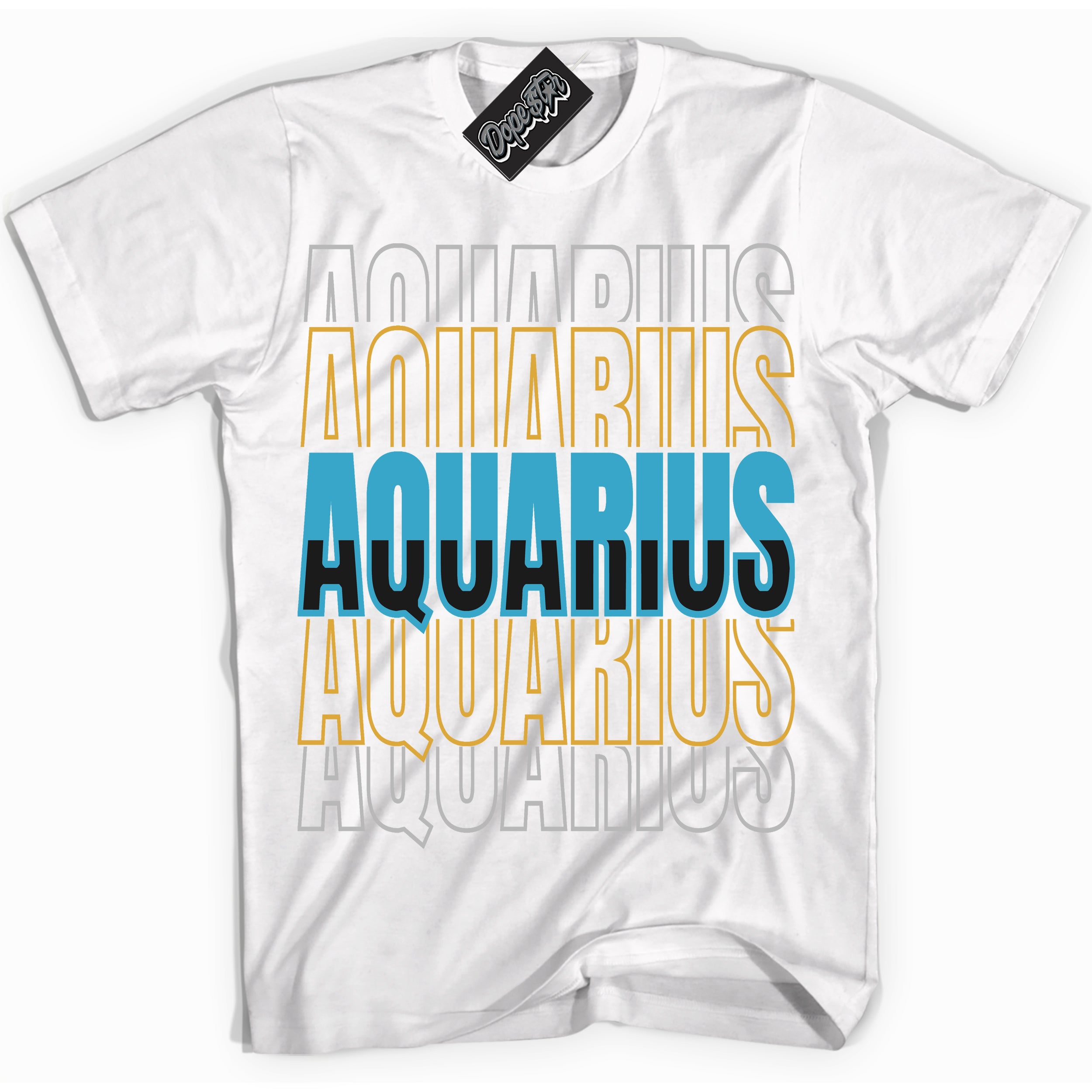 Cool White Shirt with “ Aquarius” design that perfectly matches Aqua 5s Sneakers.