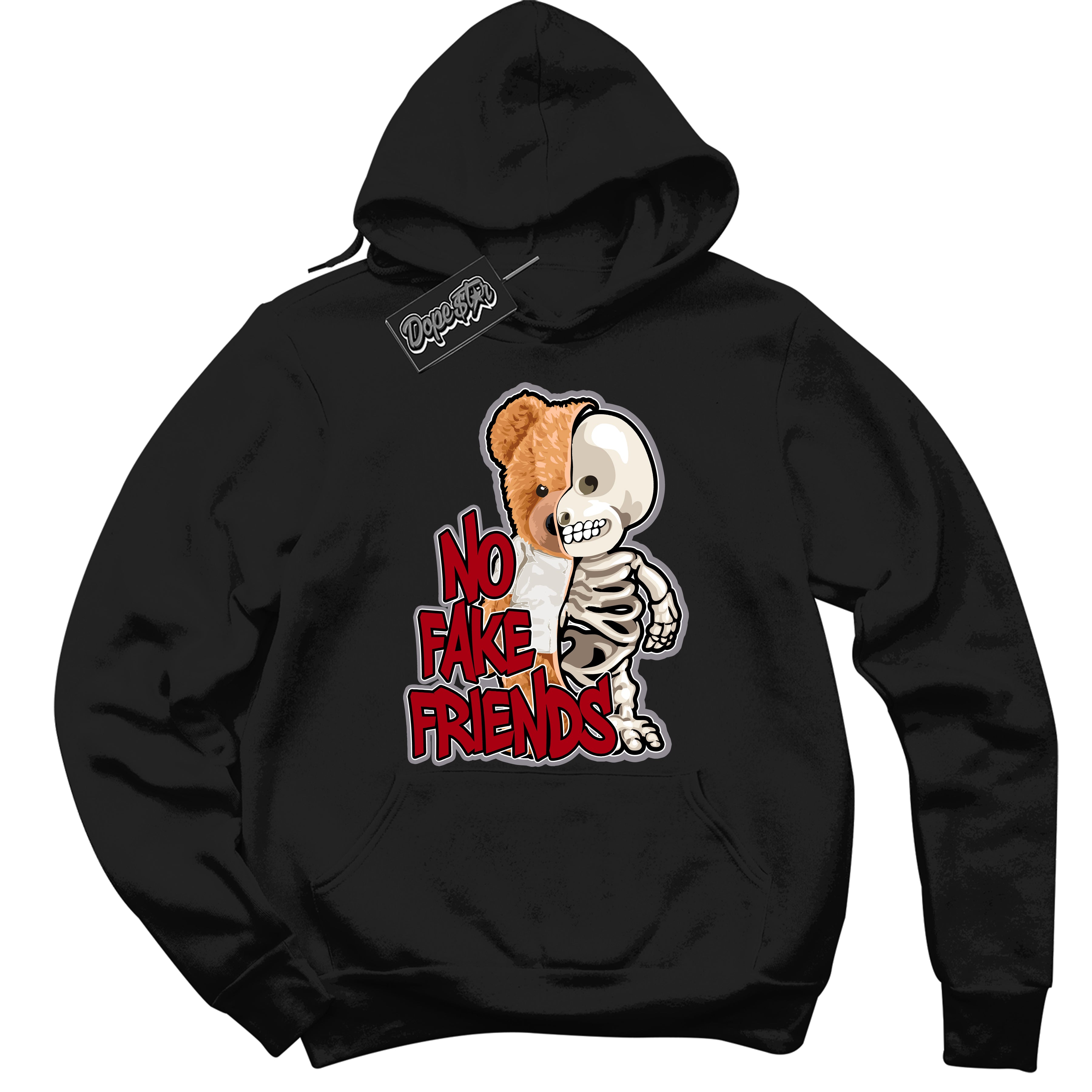 AJ5 Retro OG Black Metallic Reimagined ‘No Fake Friends’ – Black Streetwear Hoodie | Men's and Women's graphic sweatshirt by Sneaker Shirts Outlet.