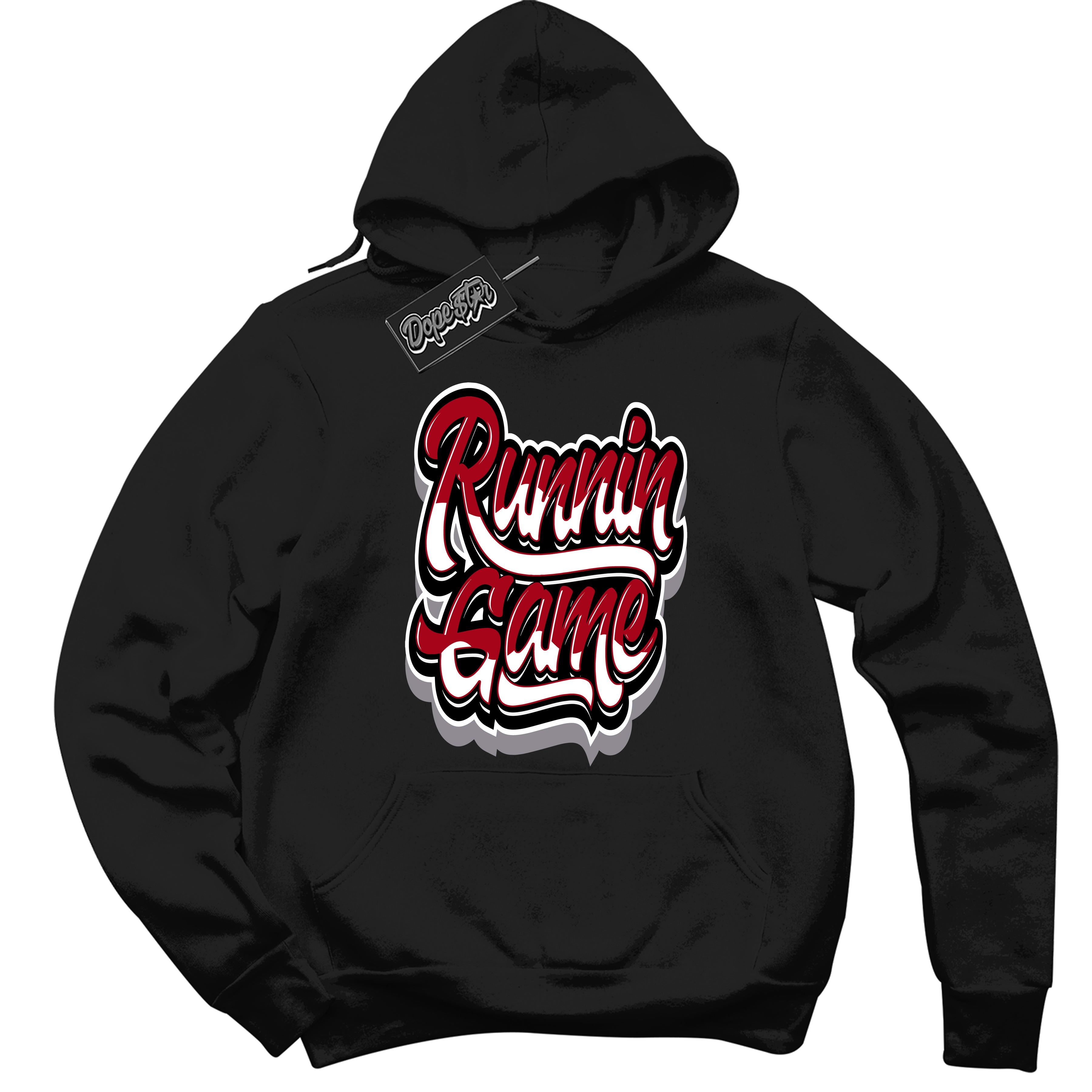 AJ5 Retro OG Black Metallic Reimagined ‘Running Game’ – Black Streetwear Hoodie | Men's and Women's graphic sweatshirt by Sneaker Shirts Outlet.