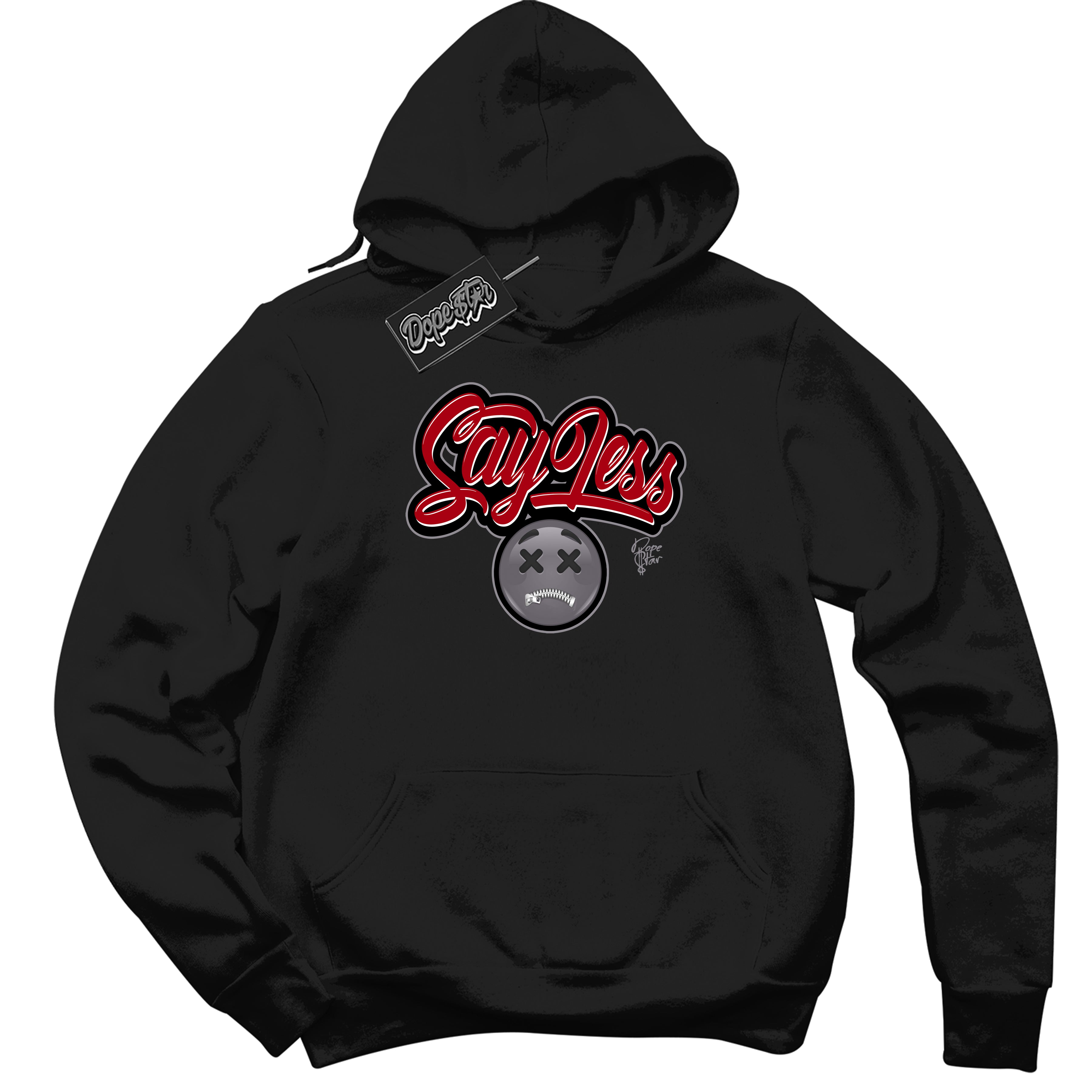 AJ5 Retro OG Black Metallic Reimagined ‘Say Less’ – Black Streetwear Hoodie | Men's and Women's graphic sweatshirt by Sneaker Shirts Outlet.