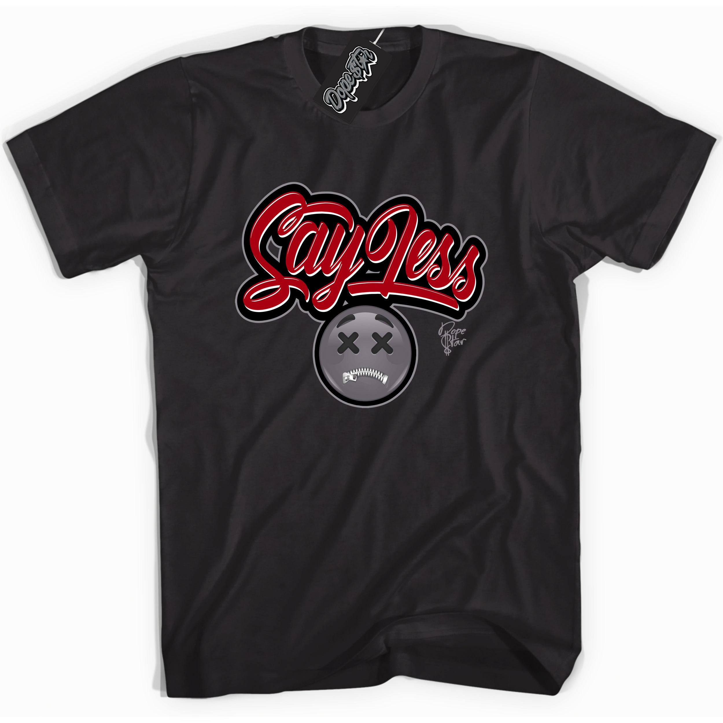 AJ5 Retro OG Black Metallic Reimagined ‘Say Less’ – Black Streetwear T-Shirt | Men's and Women's Sneaker Matching Tee by Sneaker Shirts Outlet.