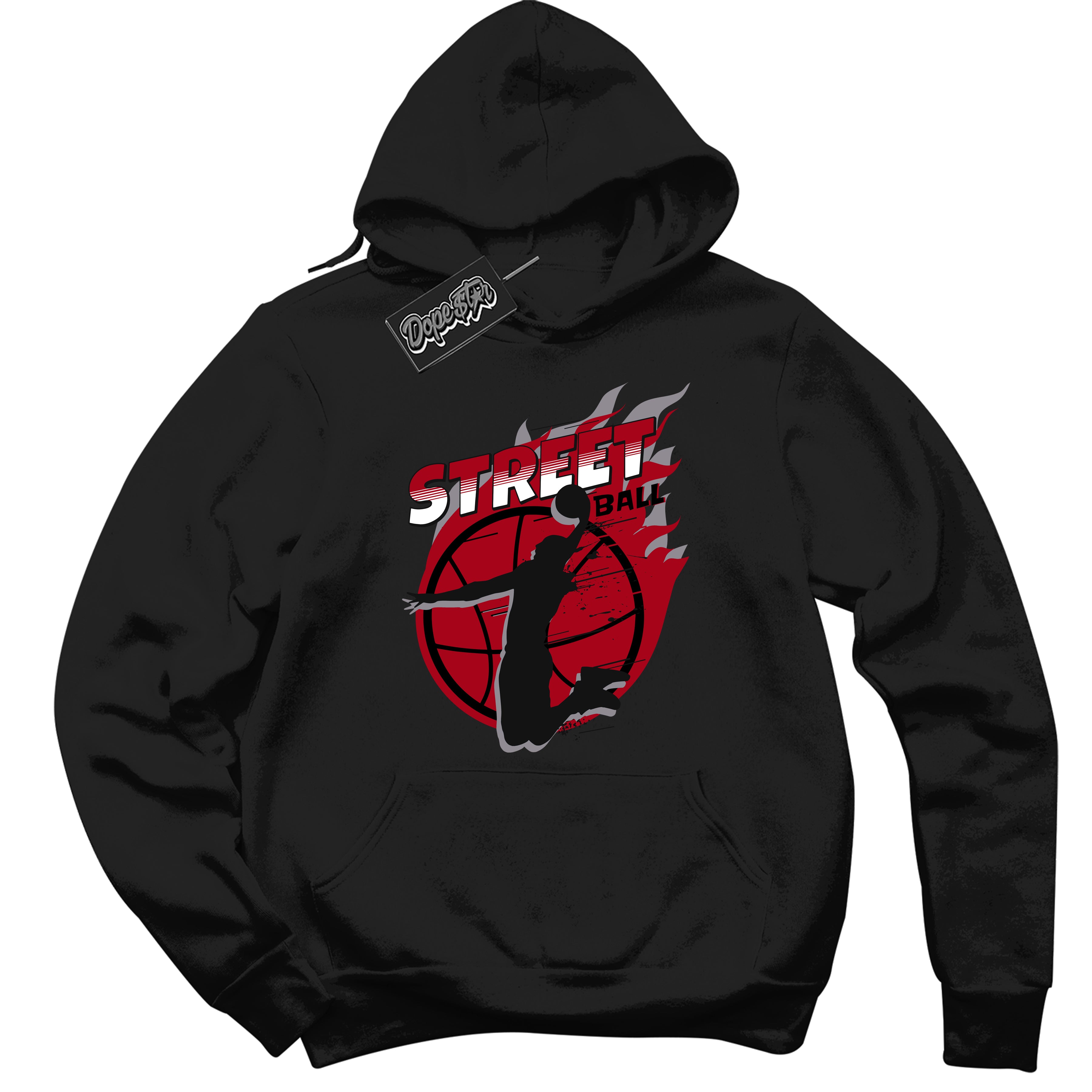 AJ5 Retro OG Black Metallic Reimagined ‘Street Ball’ – Black Streetwear Hoodie | Men's and Women's graphic sweatshirt by Sneaker Shirts Outlet.