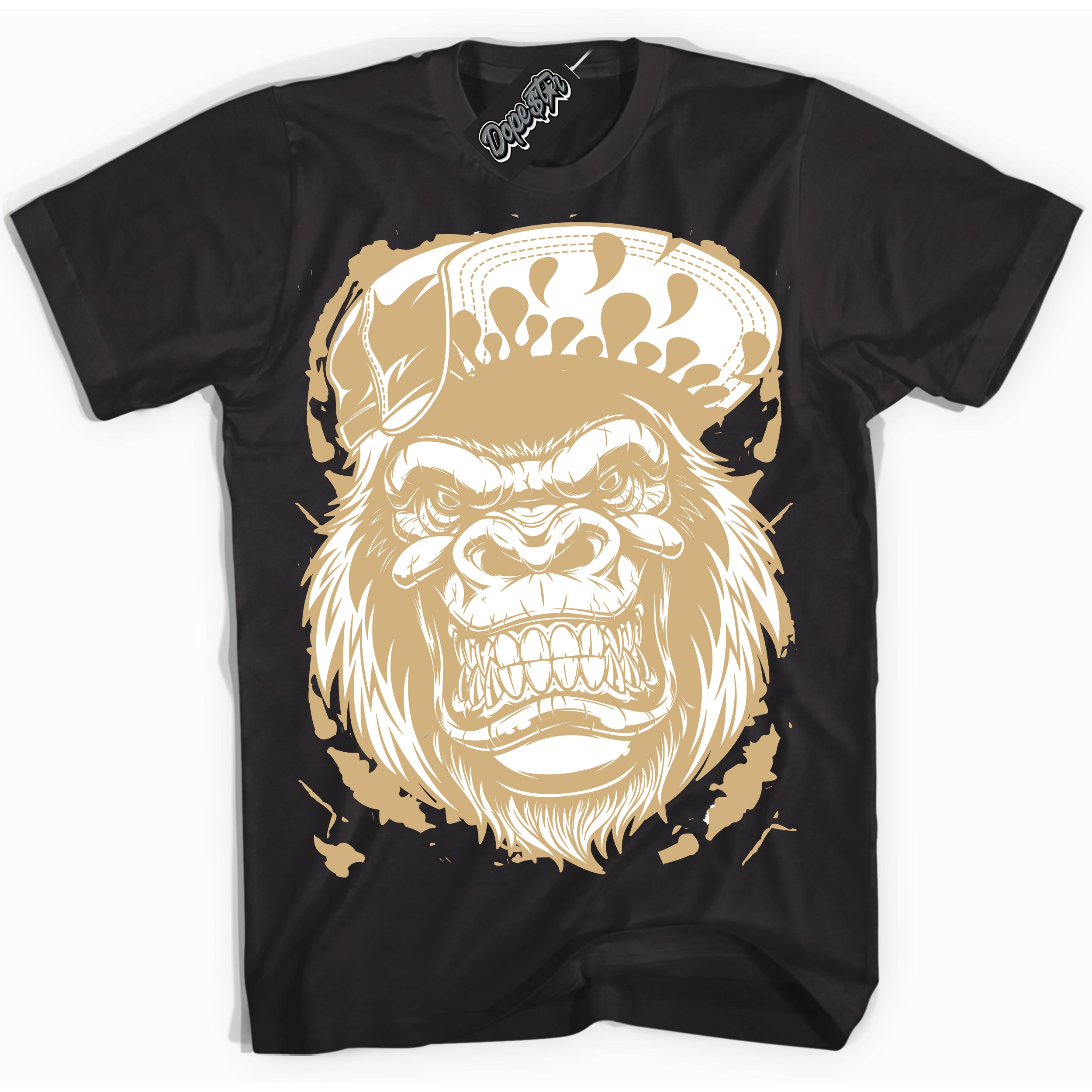 Jordan MVP White Metallic Gold ‘Gorilla Beast’ – Black Streetwear T-Shirt | Sneaker Matching shirt for Jordan MVP White Metallic Gold | Men's and Women's Streetwear Graphic Tee by Sneaker Shirts Outlet.