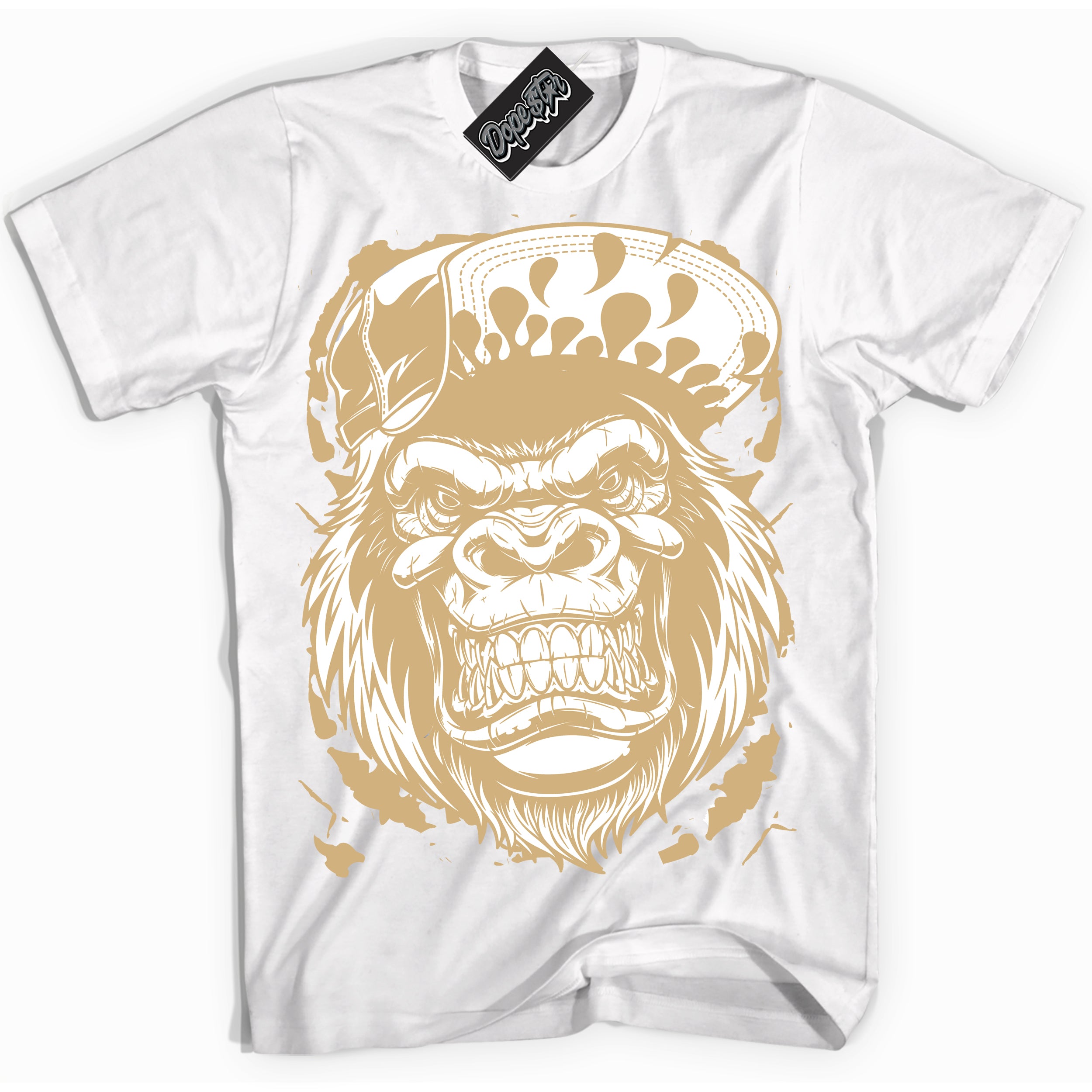 Jordan MVP White Metallic Gold ‘Gorilla Beast’ – White Streetwear T-Shirt | Sneaker Matching shirt for Jordan MVP White Metallic Gold | Men's and Women's Streetwear Graphic Tee by Sneaker Shirts Outlet.