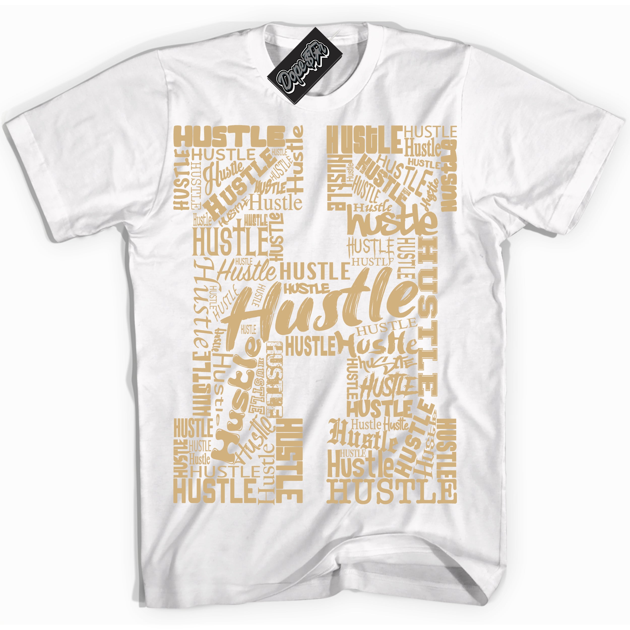 Jordan MVP White Metallic Gold ‘Hustle H’ – White Streetwear T-Shirt | Sneaker Matching shirt for Jordan MVP White Metallic Gold | Men's and Women's Streetwear Graphic Tee by Sneaker Shirts Outlet.