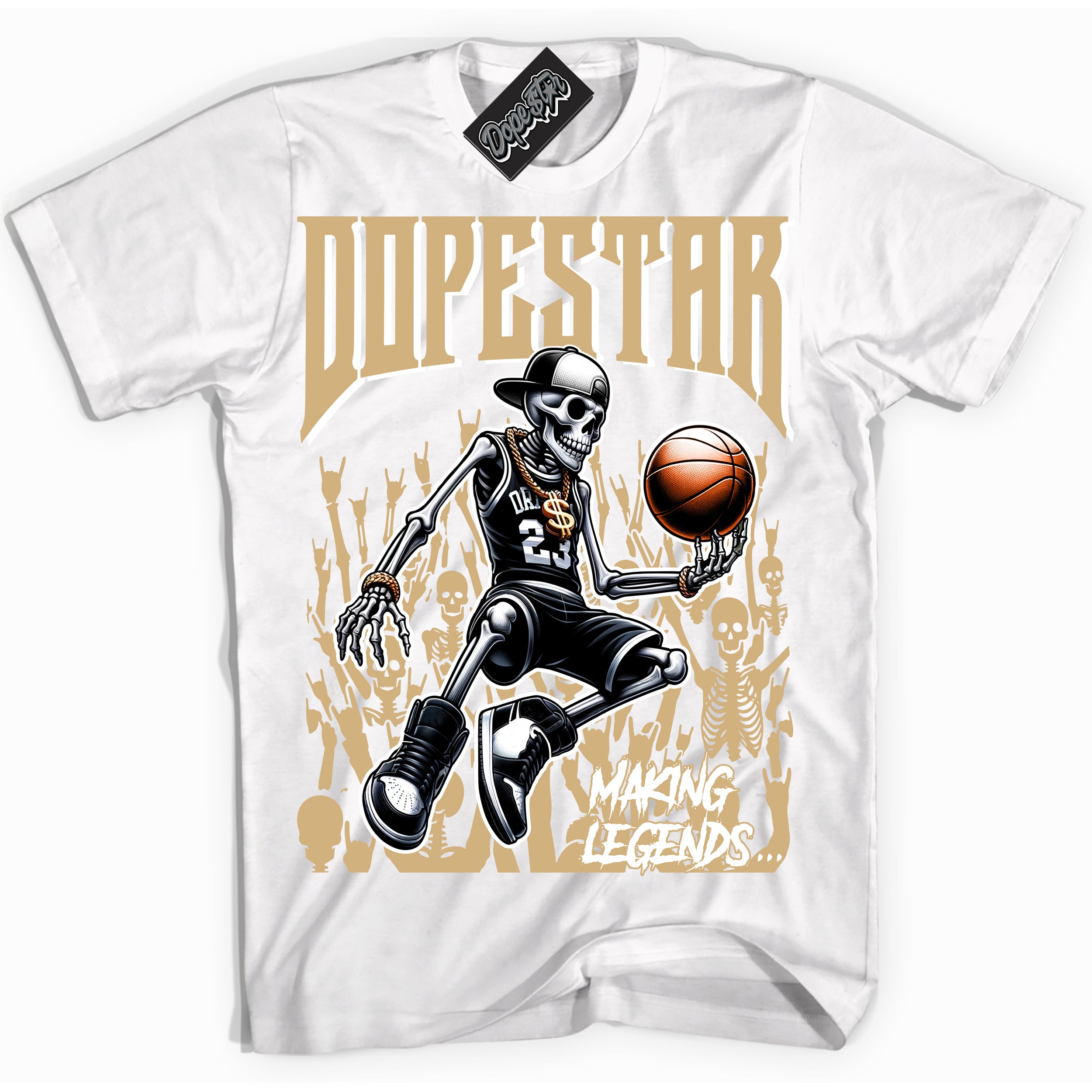 Jordan MVP White Metallic Gold ‘Making Legends’ – White Streetwear T-Shirt | Sneaker Matching shirt for Jordan MVP White Metallic Gold | Men's and Women's Streetwear Graphic Tee by Sneaker Shirts Outlet.