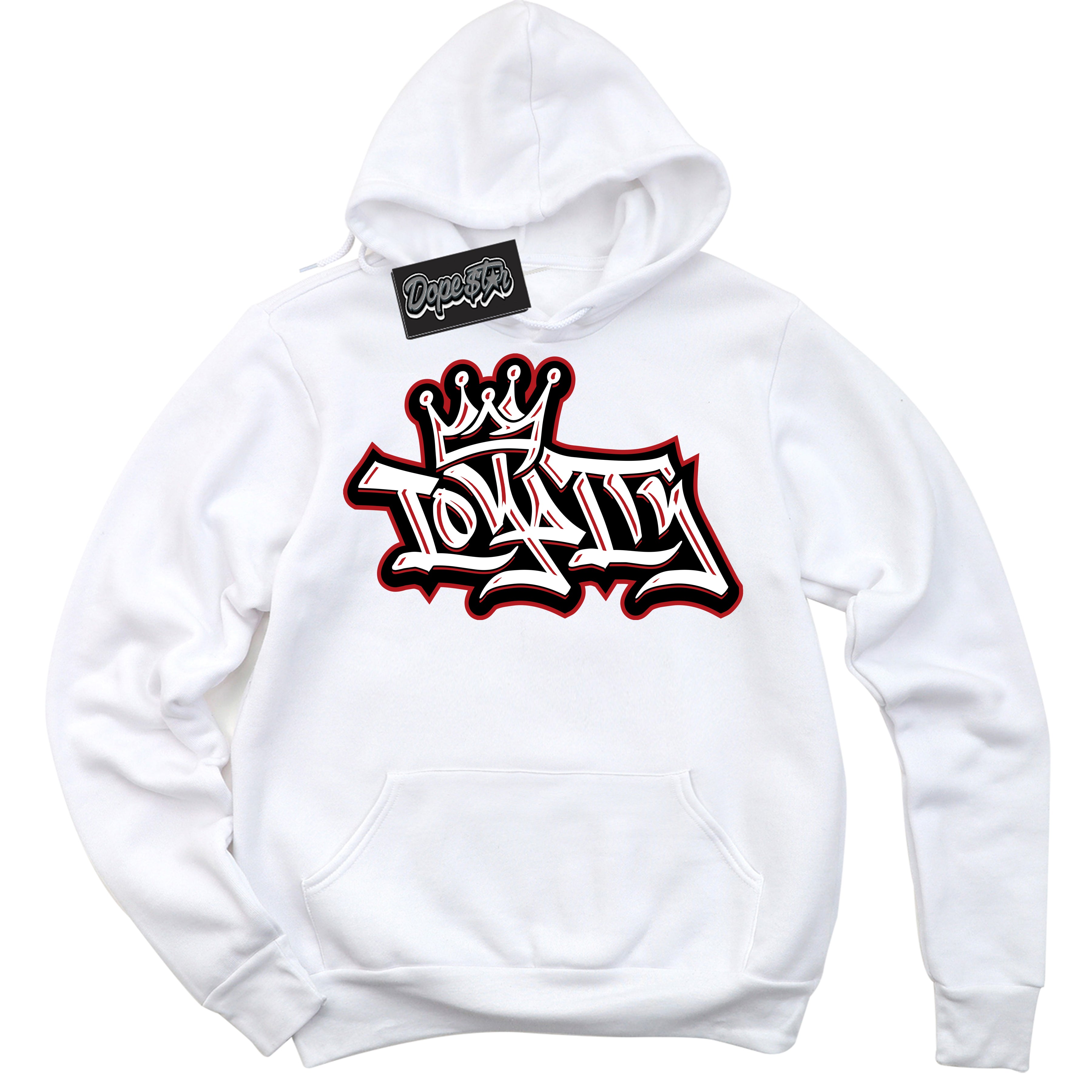 Dunk Low Black Toe Bright Crimson 'Loyalty Crown' Hoodie – White Streetwear Sweatshirt | Sneaker Matching Hoodie for Dunk Low Black Toe Bright Crimson | Men's & Women's Streetwear Outfit by Sneaker Shirts Outlet.