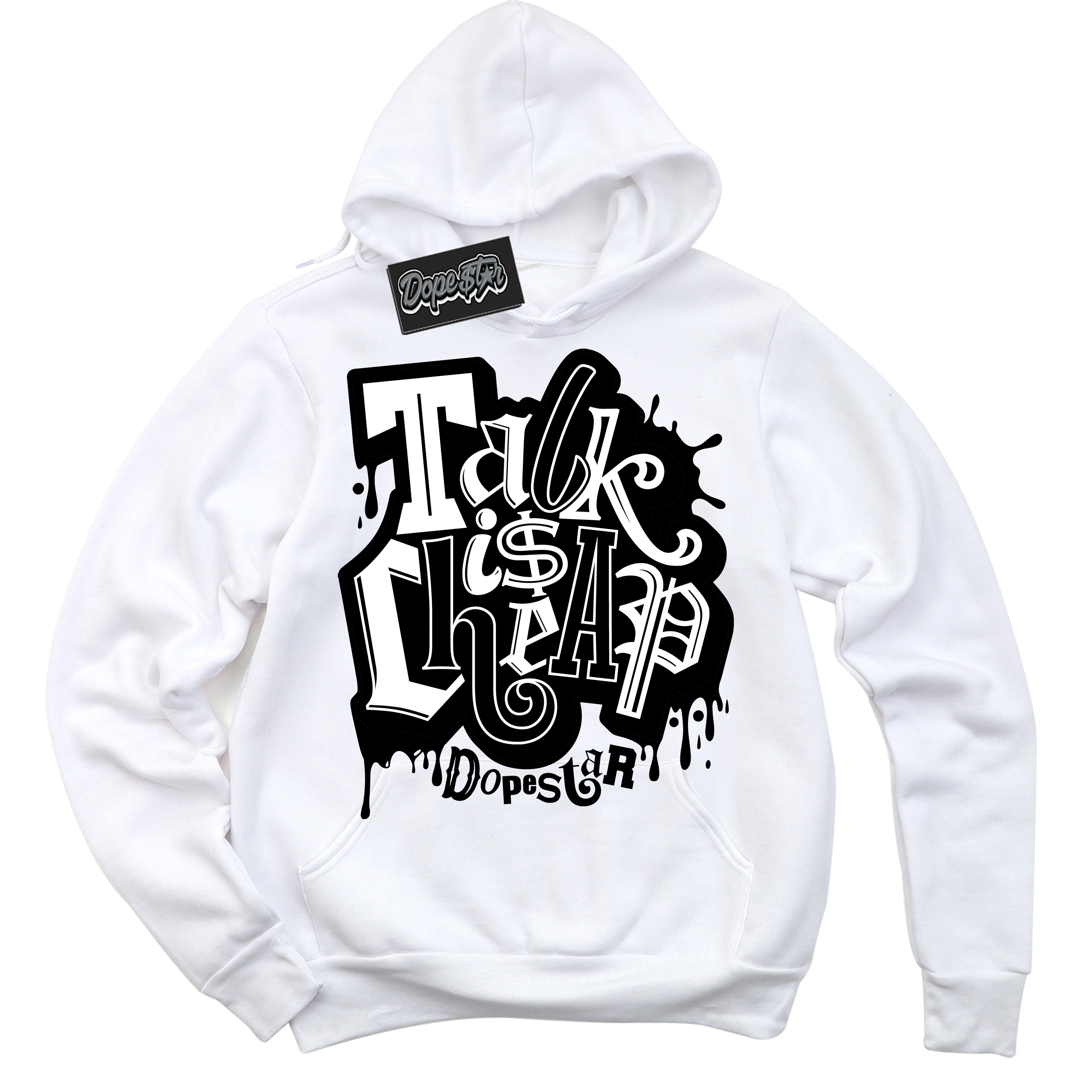 Cool White Hoodie with “ Talk Is Cheap ” design that Perfectly Matches Remastered Reverse Panda Sneakers.