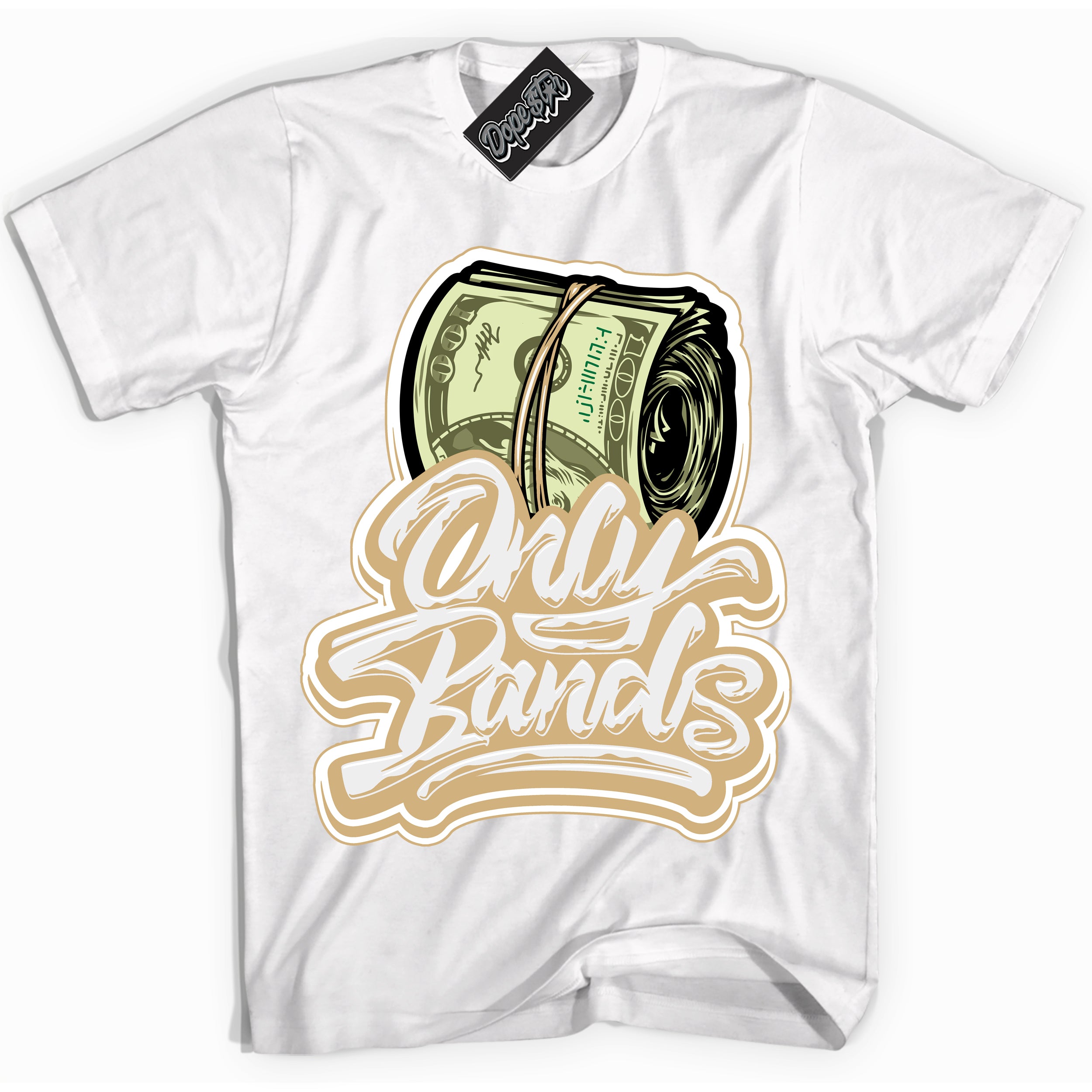 Jordan MVP White Metallic Gold ‘Only Bands’ – White Streetwear T-Shirt | Sneaker Matching shirt for Jordan MVP White Metallic Gold | Men's and Women's Streetwear Graphic Tee by Sneaker Shirts Outlet.
