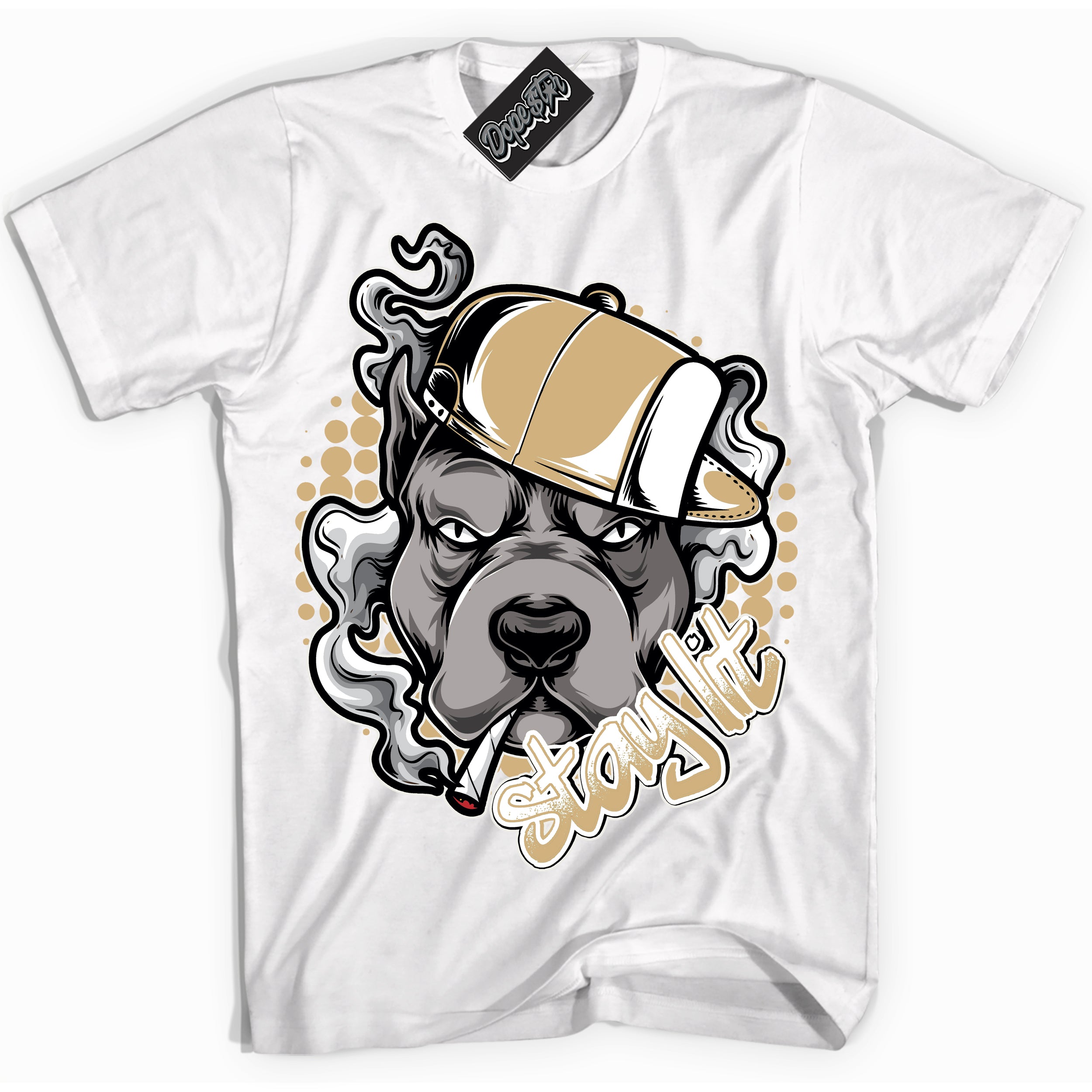 Jordan MVP White Metallic Gold ‘Stay Lit’ – White Streetwear T-Shirt | Sneaker Matching shirt for Jordan MVP White Metallic Gold | Men's and Women's Streetwear Graphic Tee by Sneaker Shirts Outlet.