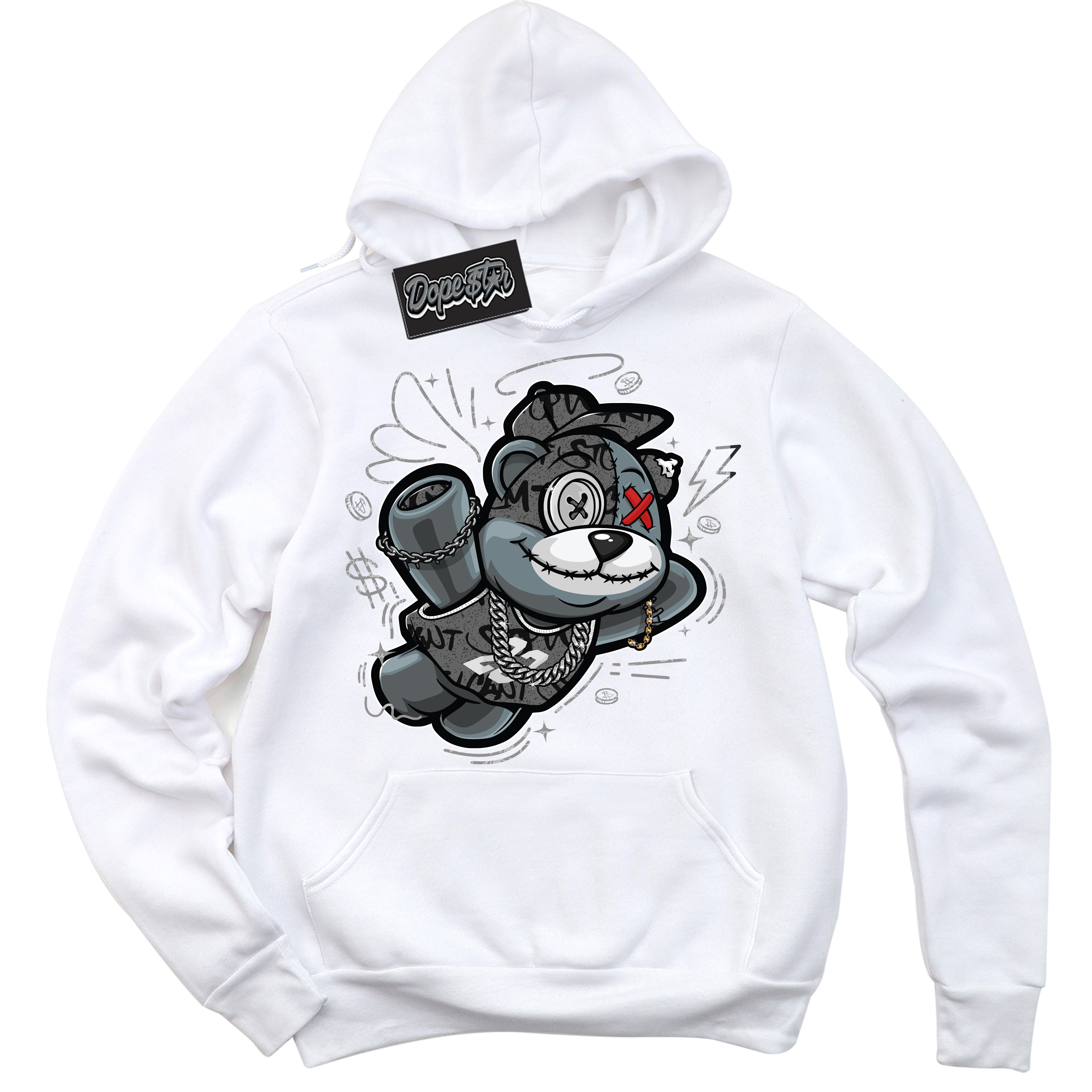 Cool White Hoodie with “ Slam Dunk Bear ”  design that Perfectly Matches Rebellionaire 1s Sneakers.