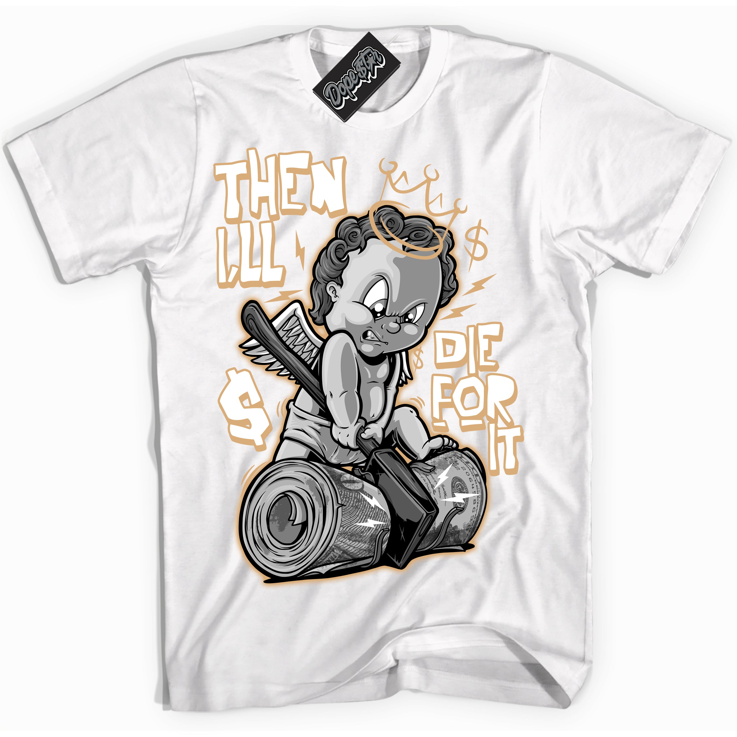 Jordan MVP White Metallic Gold ‘Then I'll’ – White Streetwear T-Shirt | Sneaker Matching shirt for Jordan MVP White Metallic Gold | Men's and Women's Streetwear Graphic Tee by Sneaker Shirts Outlet.