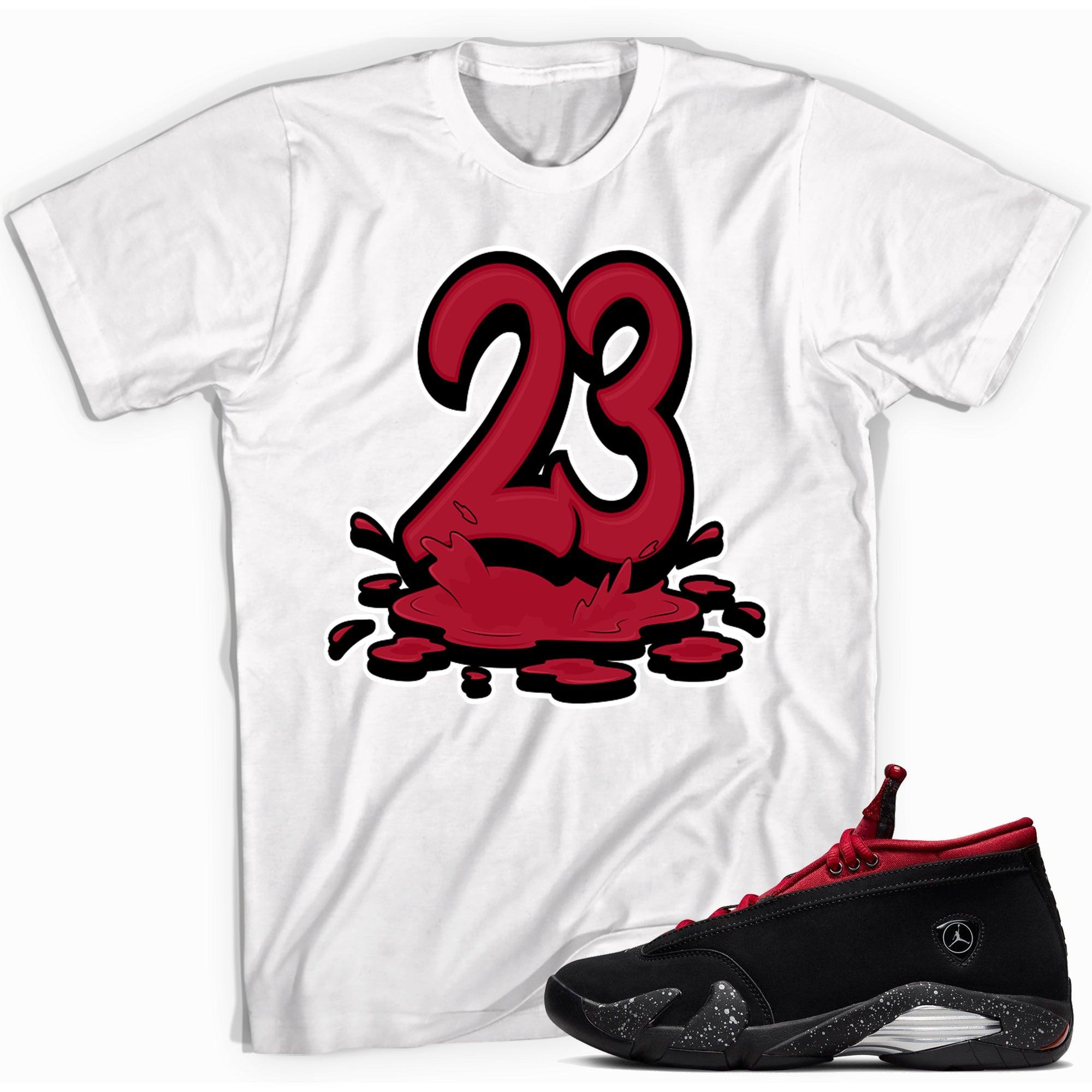 Number 23 Melting Shirt AJ 14 Retro Low Red Lipstick Womens photo
