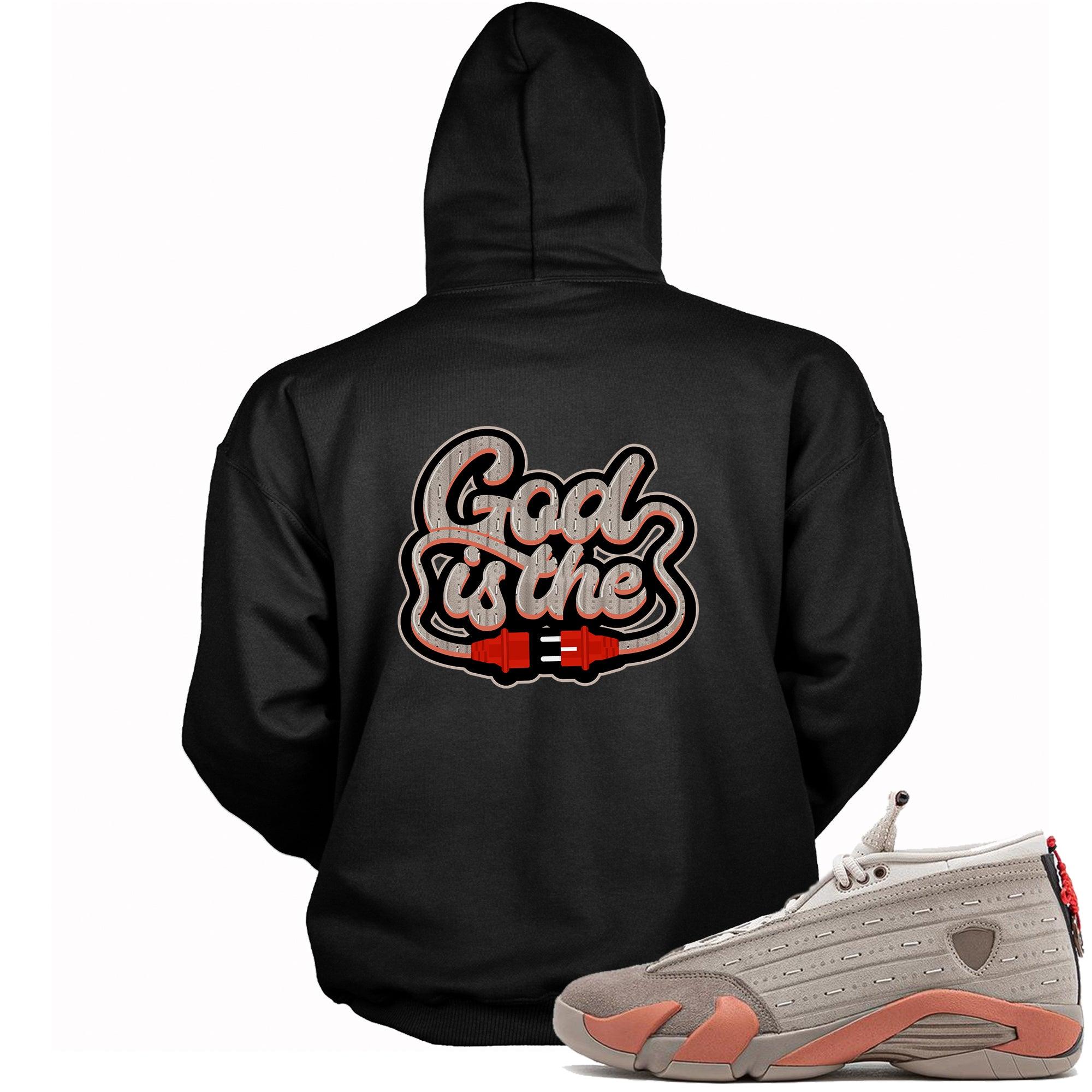 God Is The Plug Hooded Sneaker Sweatshirt AJ 14 Low Terracotta photo