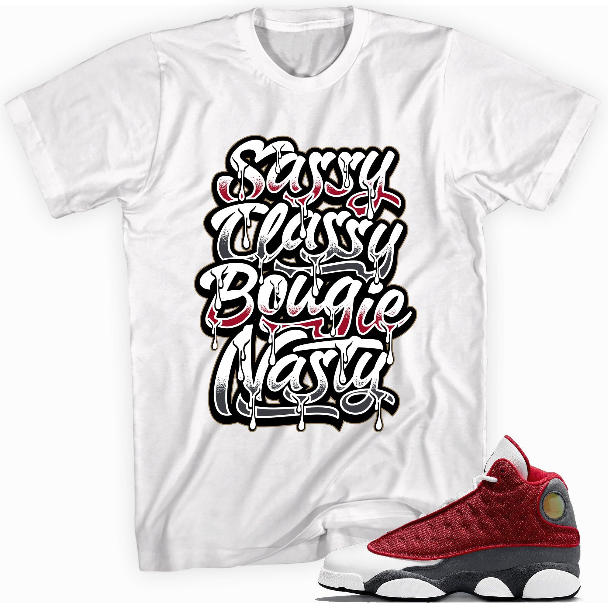 Sassy Classy Sneaker Tee Air Jordan 13s Red Flint photo