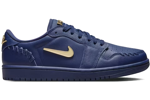 Multi-colored Sneaker Shirts and Hoodies designed by Sneaker Shirts Outlet® to match the AJ 1 Low Method of Make Midnight Navy Metallic Gold.