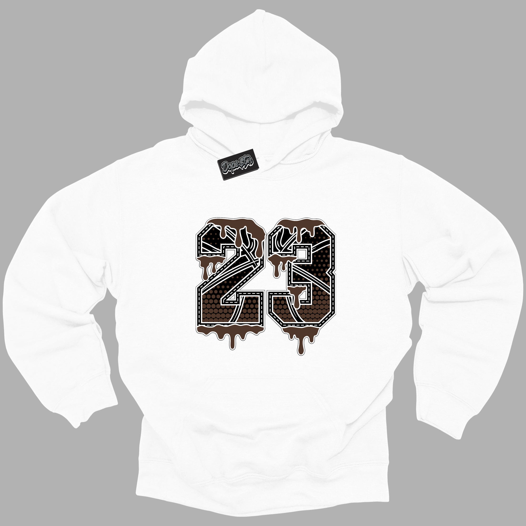 Cool White Graphic DopeStar Hoodie with “ 23 Ball “ print, that perfectly matches Palomino 1s sneakers