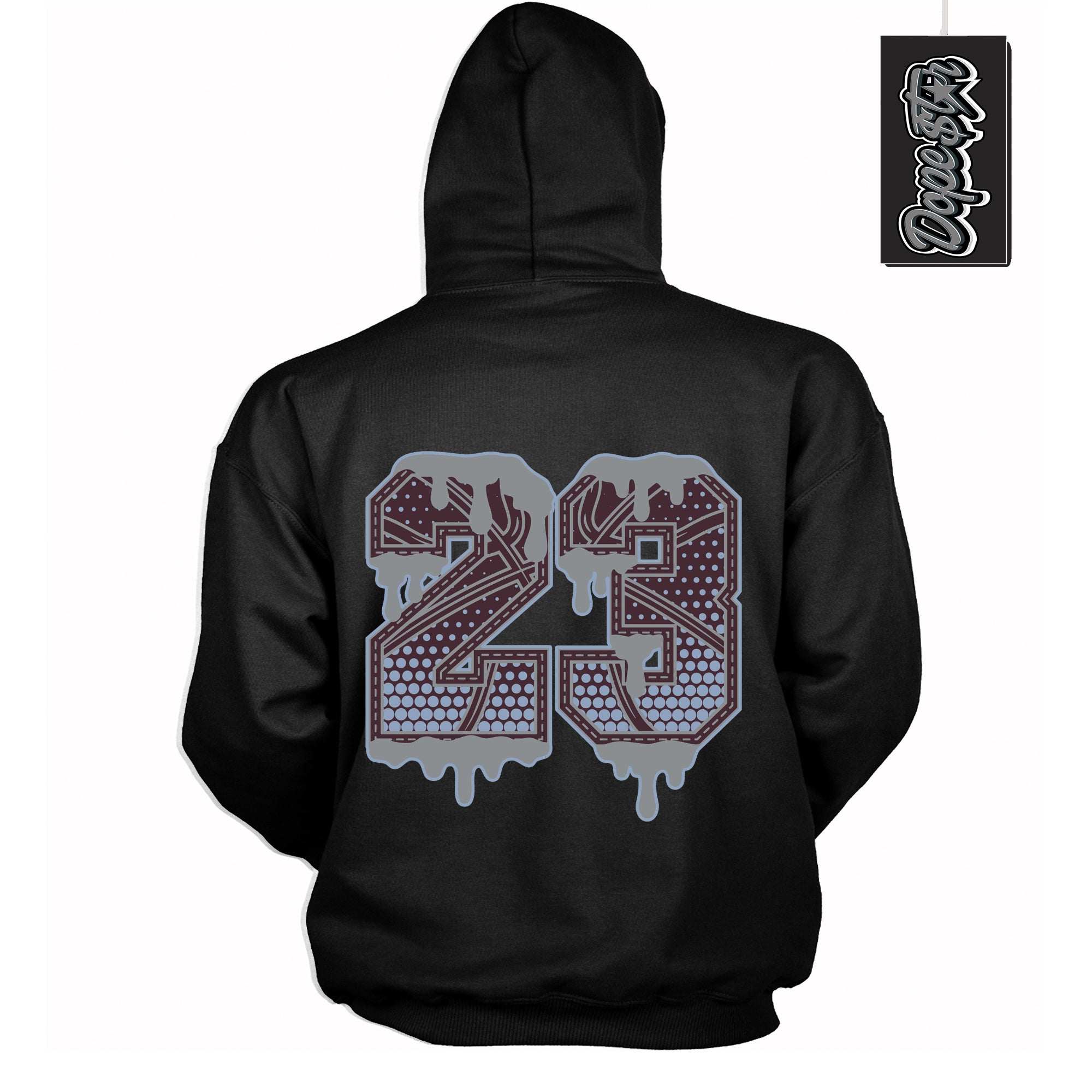 Cool Black Hoodie with “ 23 Ball ”  design that Perfectly Matches Burgundy 5s Sneakers.