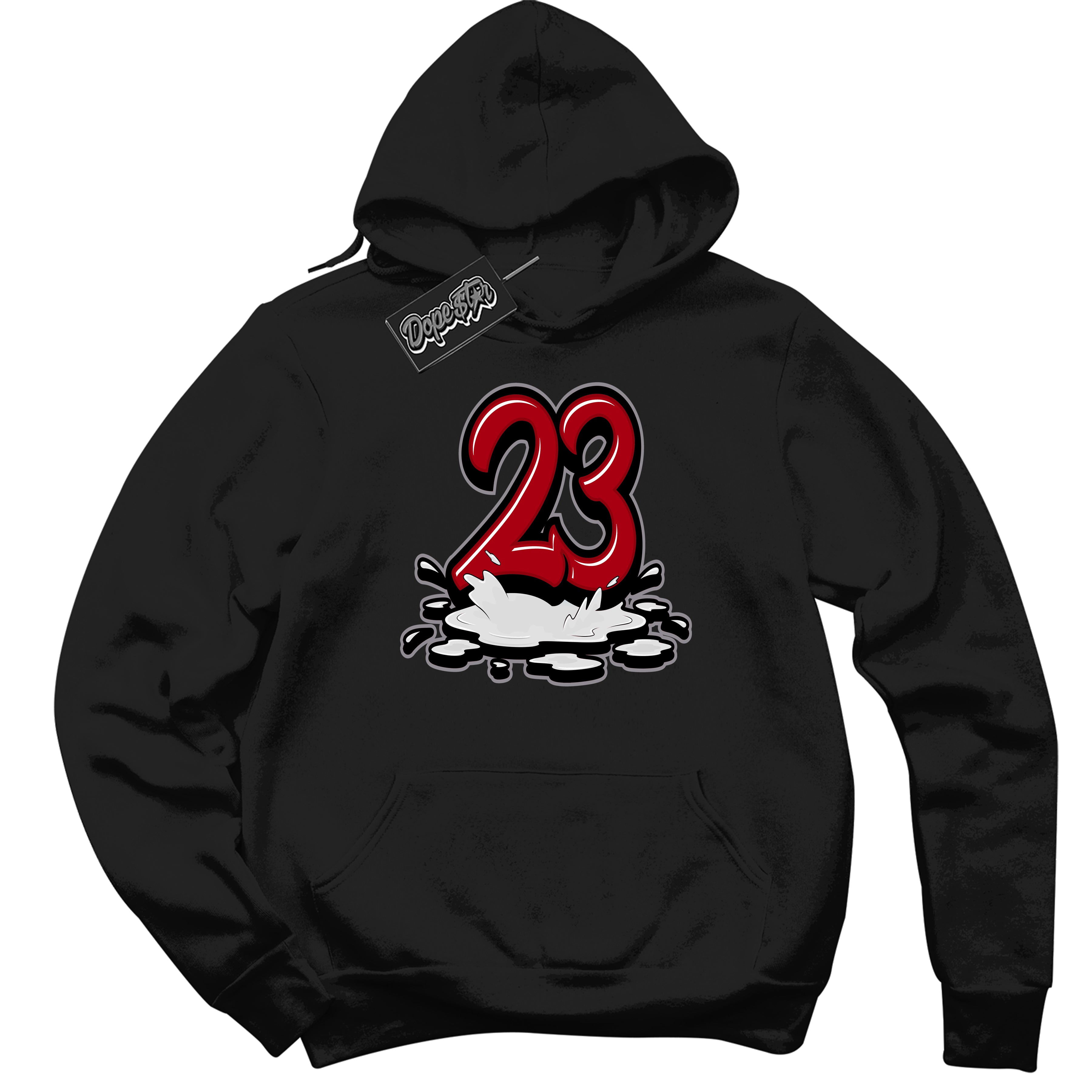 Cool Black Hoodie with “ 23 Melting ”  design that Perfectly Matches  Bred Reimagined 4s Jordans.