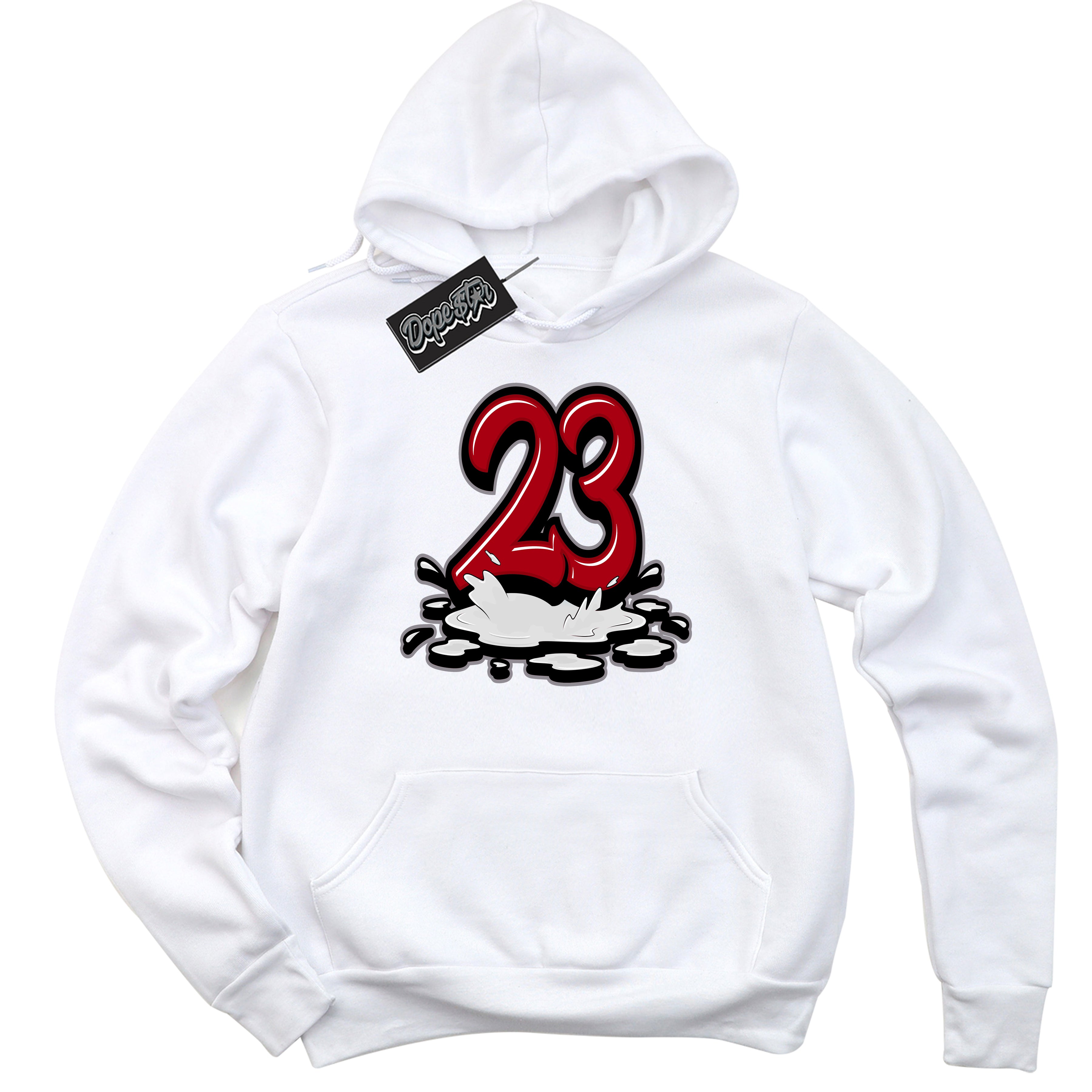 Cool White Hoodie with “ 23 Melting ”  design that Perfectly Matches Bred Reimagined 4s Jordans.