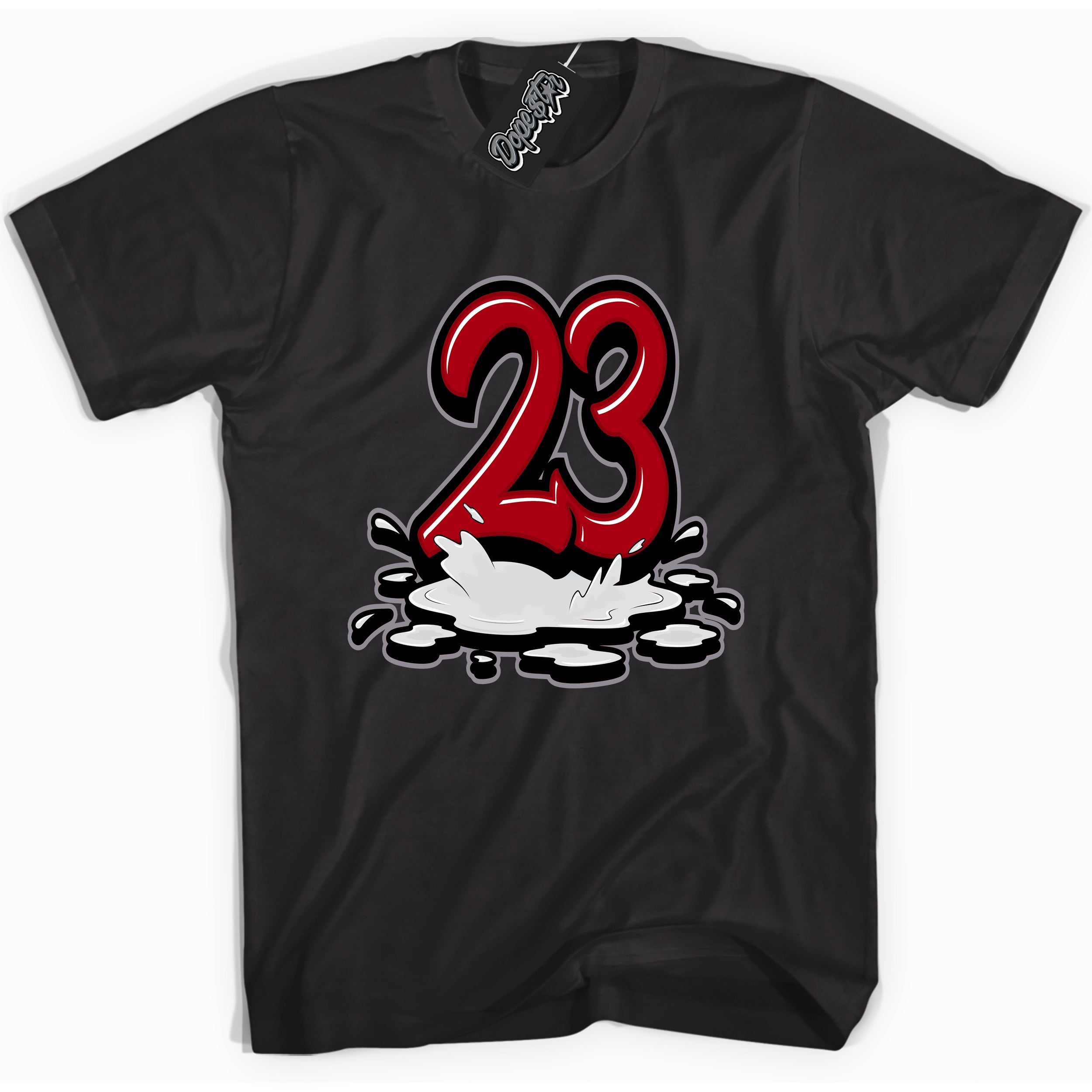 Cool Black Shirt with “ 23 Melting” design that perfectly matches Bred Reimagined 4s Jordans.