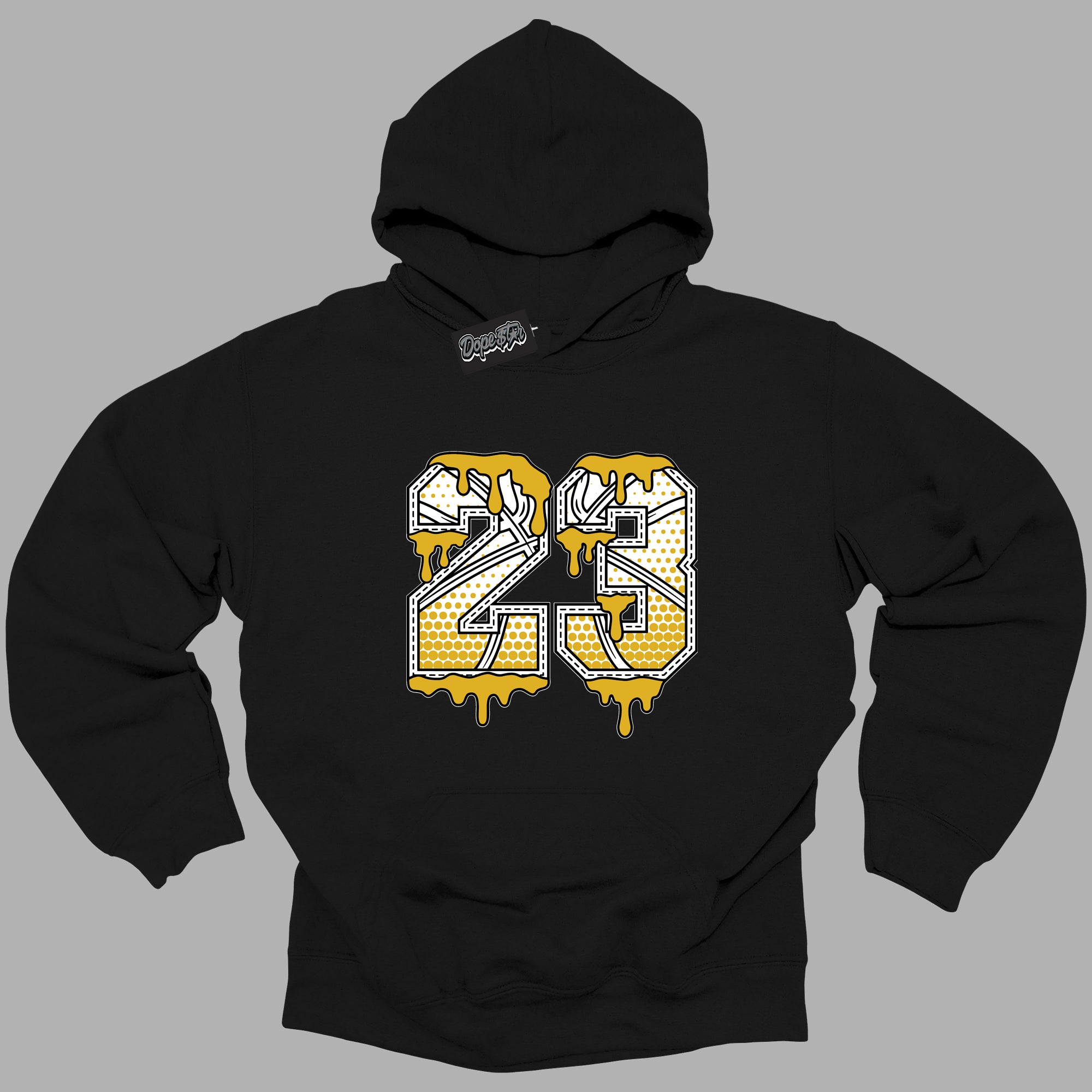Cool Black Hoodie with “ 23 Ball ”  design that Perfectly Matches Yellow Ochre 6s Sneakers.