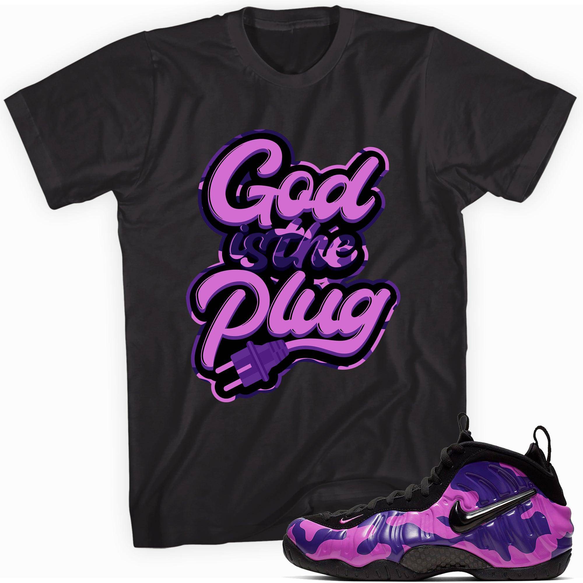 Air Foamposite One Purple Camo Shirt God Is