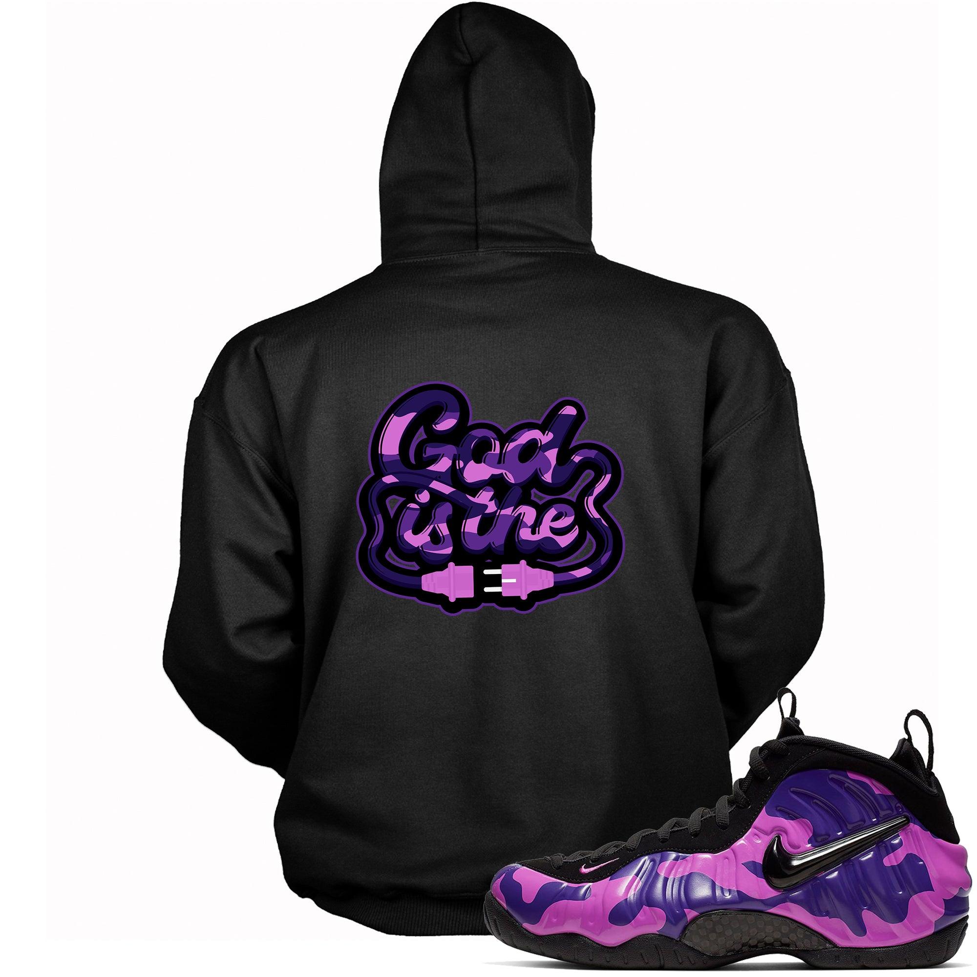 Air Foamposite One Purple Camo Hoodie God Is