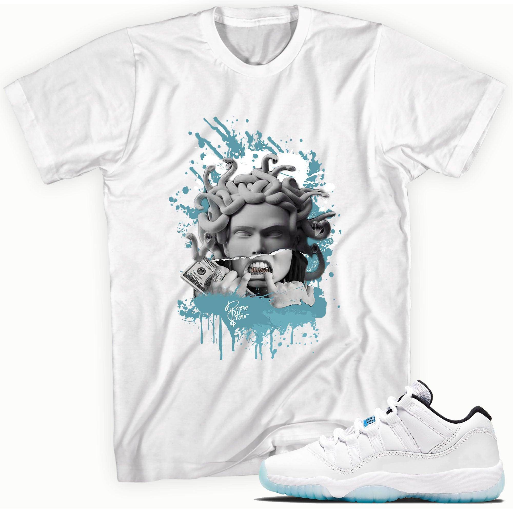 11s Low Legend Blue Shirt Medusa