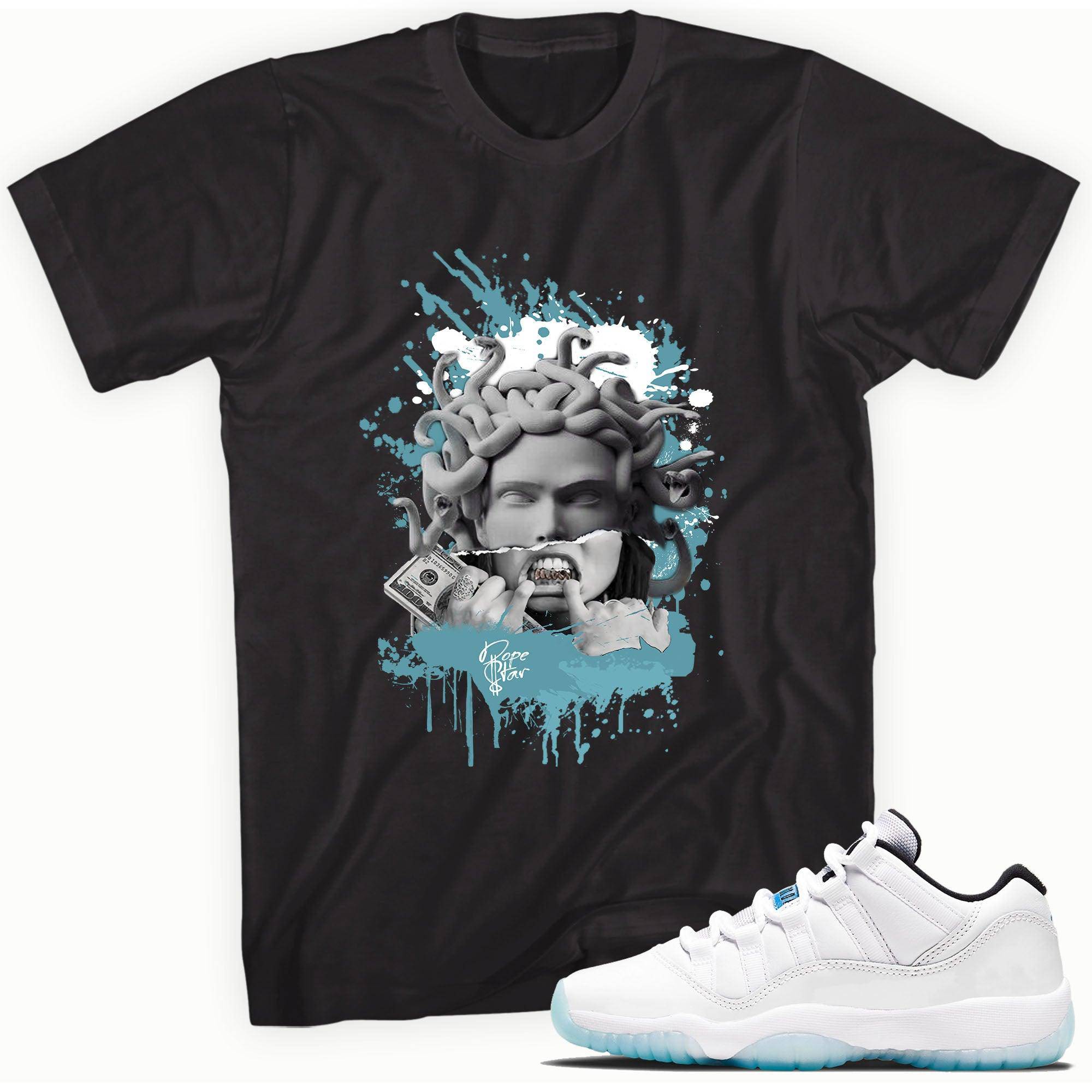 11s Low Legend Blue Shirt Medusa