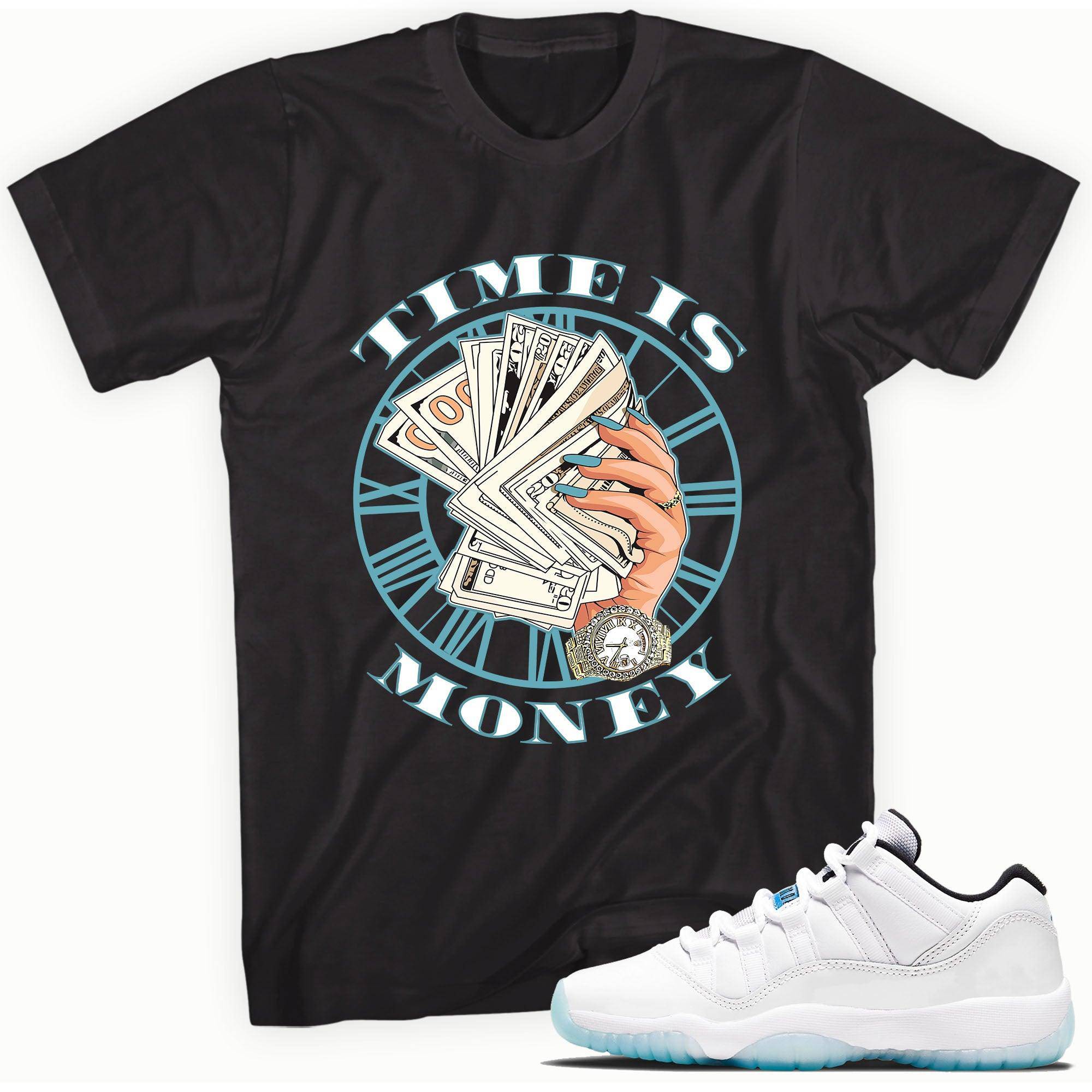 11s Low Legend Blue Shirt Time is Money