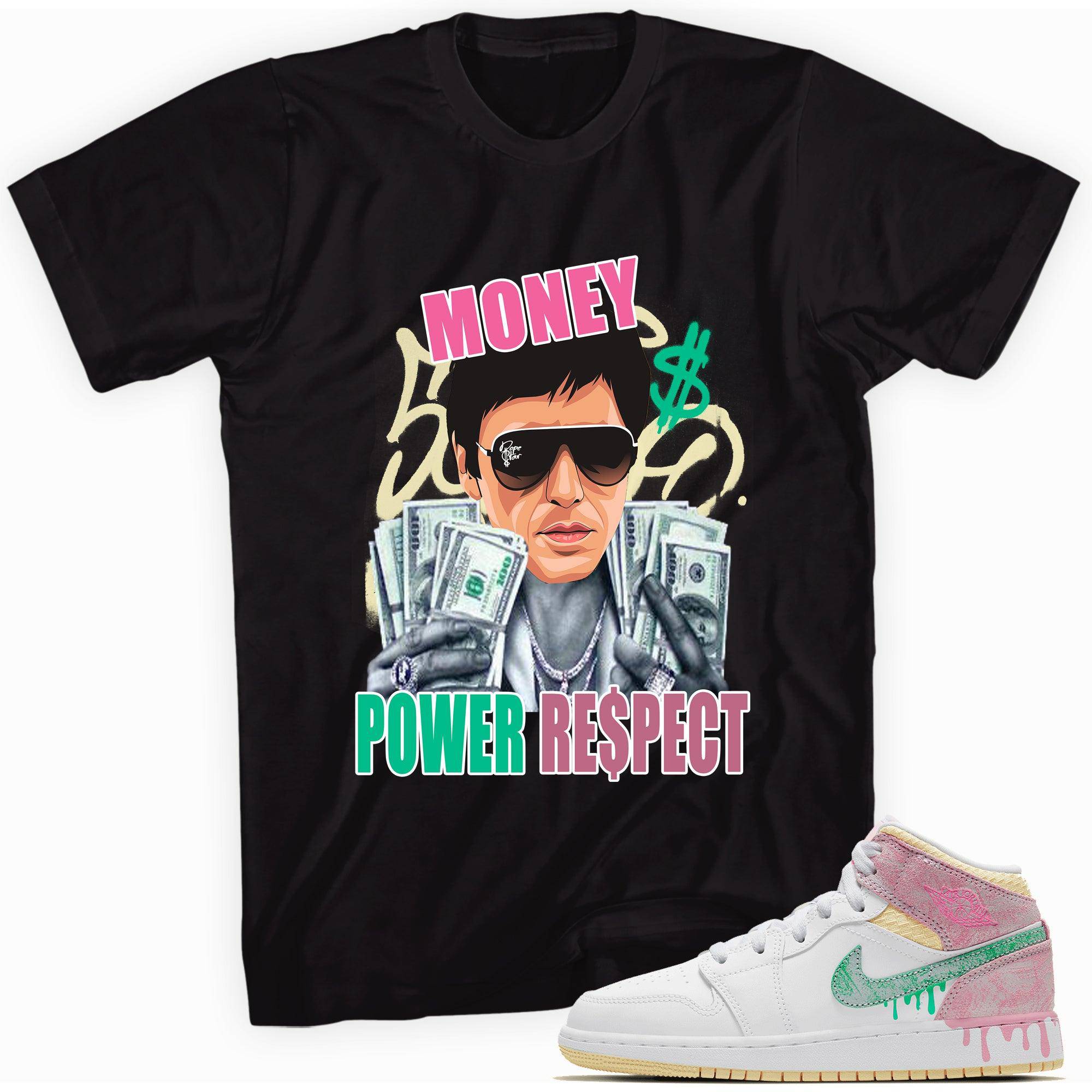 1s Mid Paint Drip (GS) Shirt Tony Montana