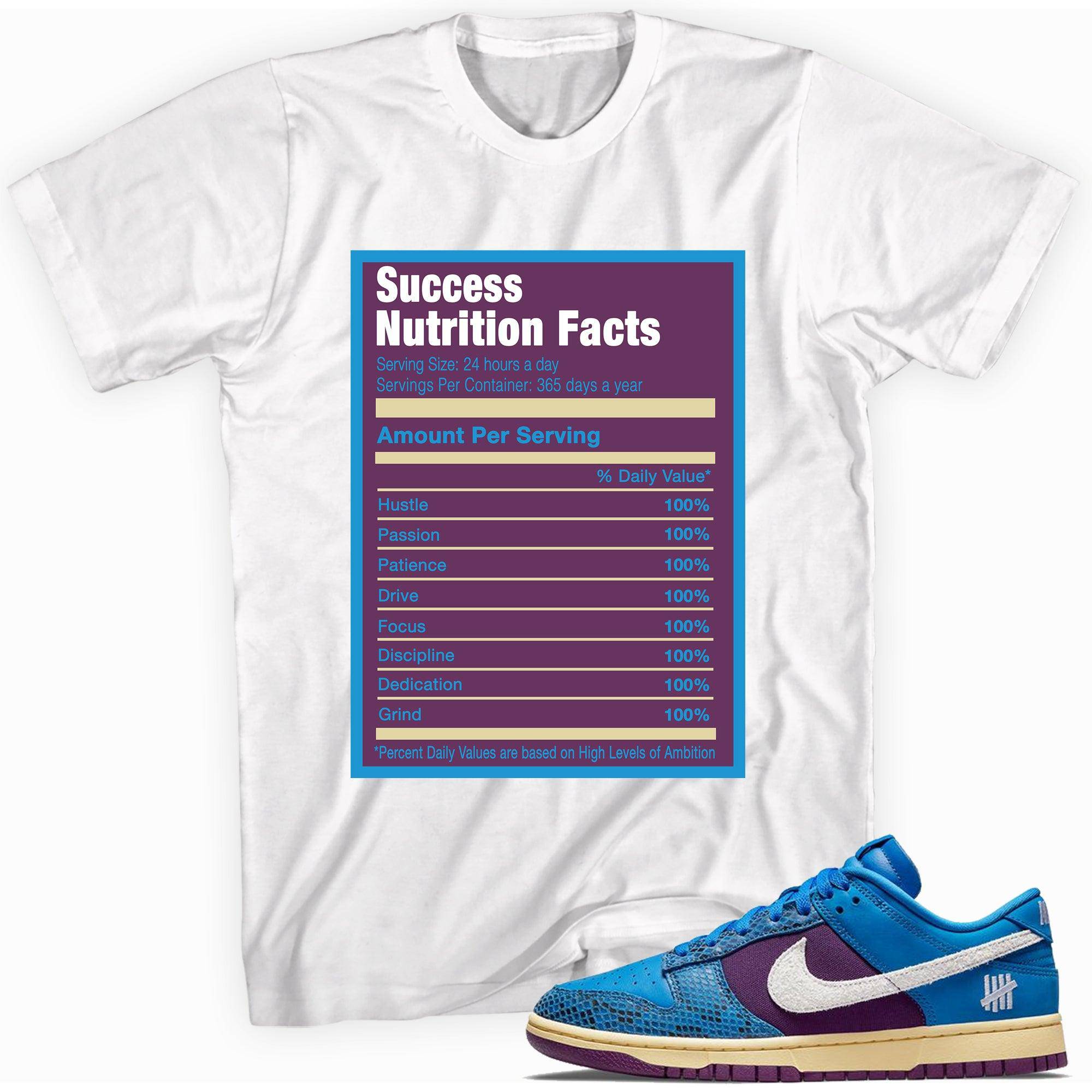 Dunks Low Undefeated 5 On It Dunk vs AF1 Shirt Success Nutrition Facts