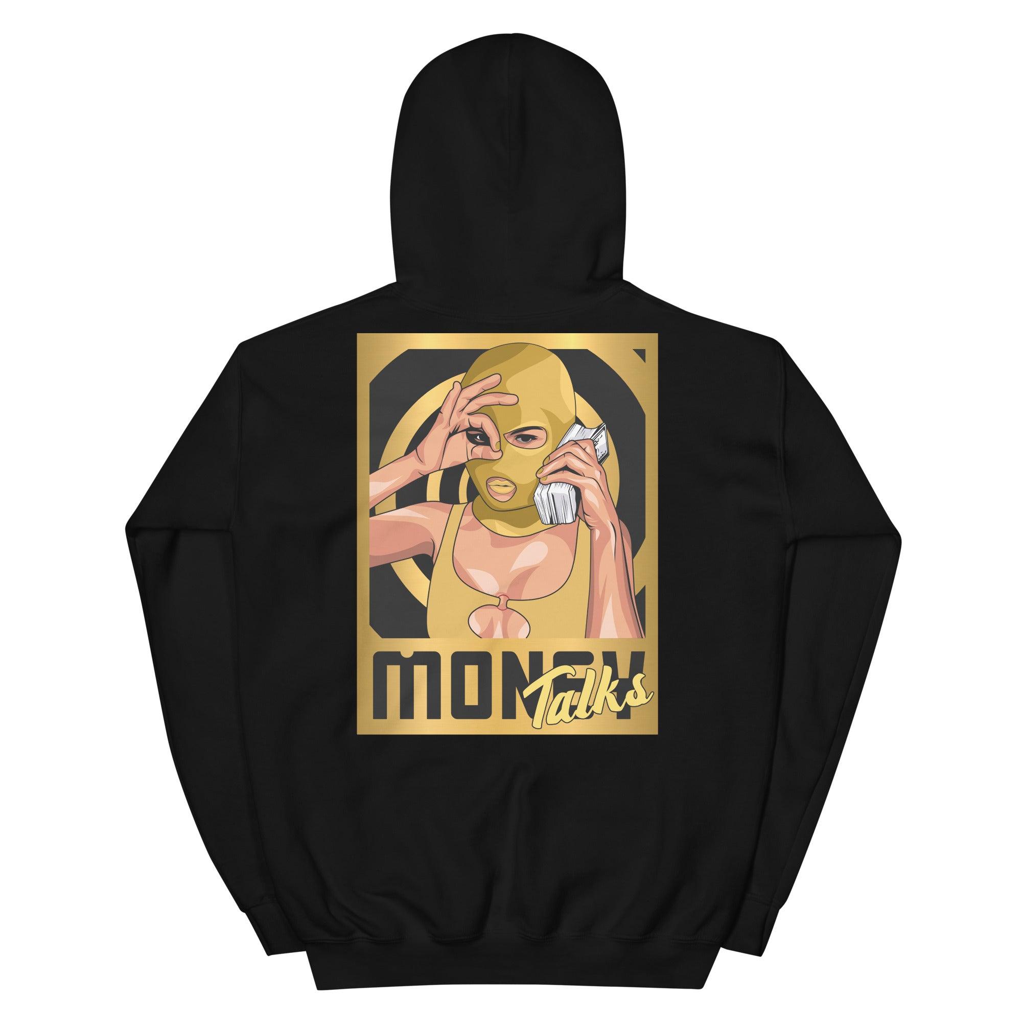 1 RETRO HIGH Black Metallic Gold Hoodie Money Talks