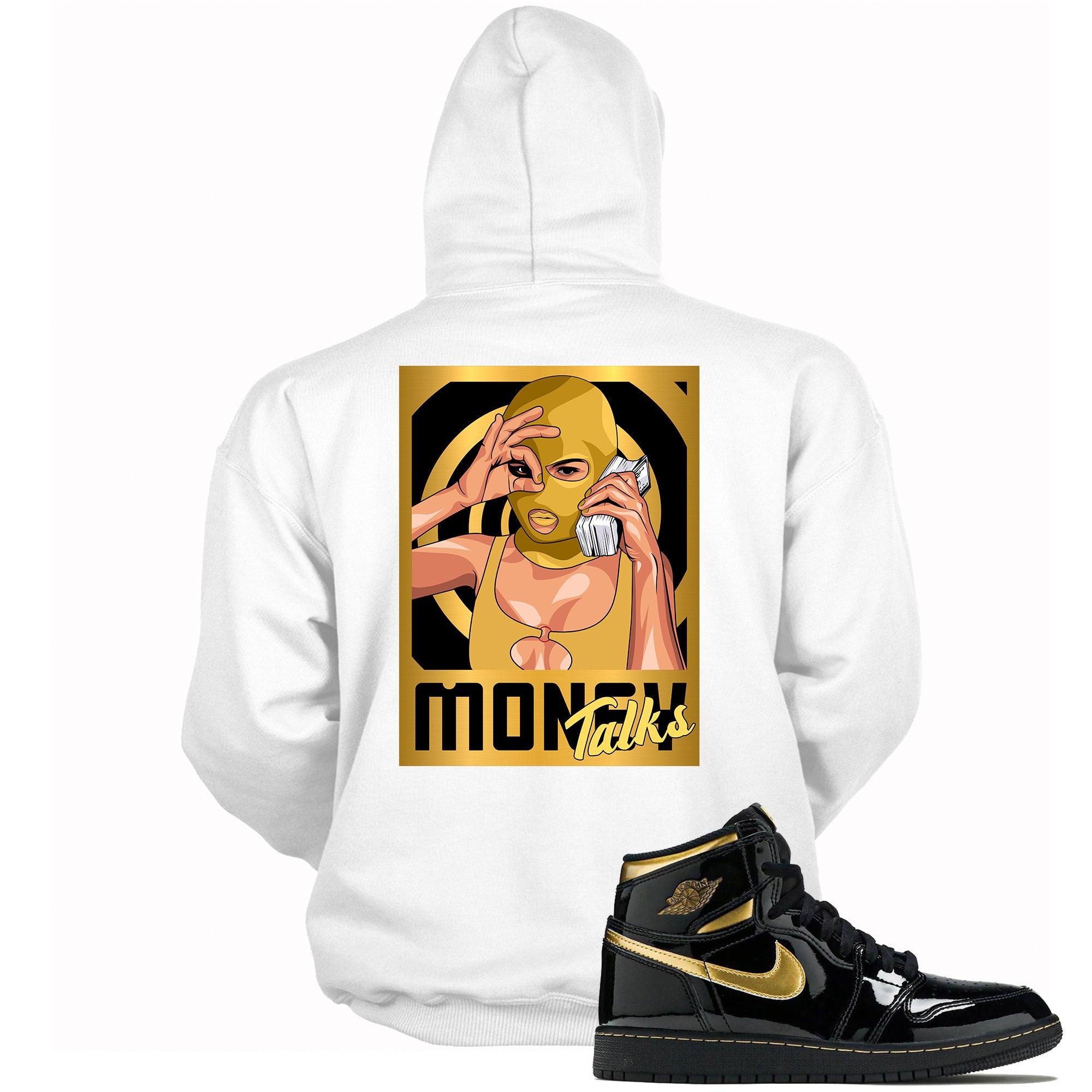 1 RETRO HIGH Black Metallic Gold Hoodie Money Talks