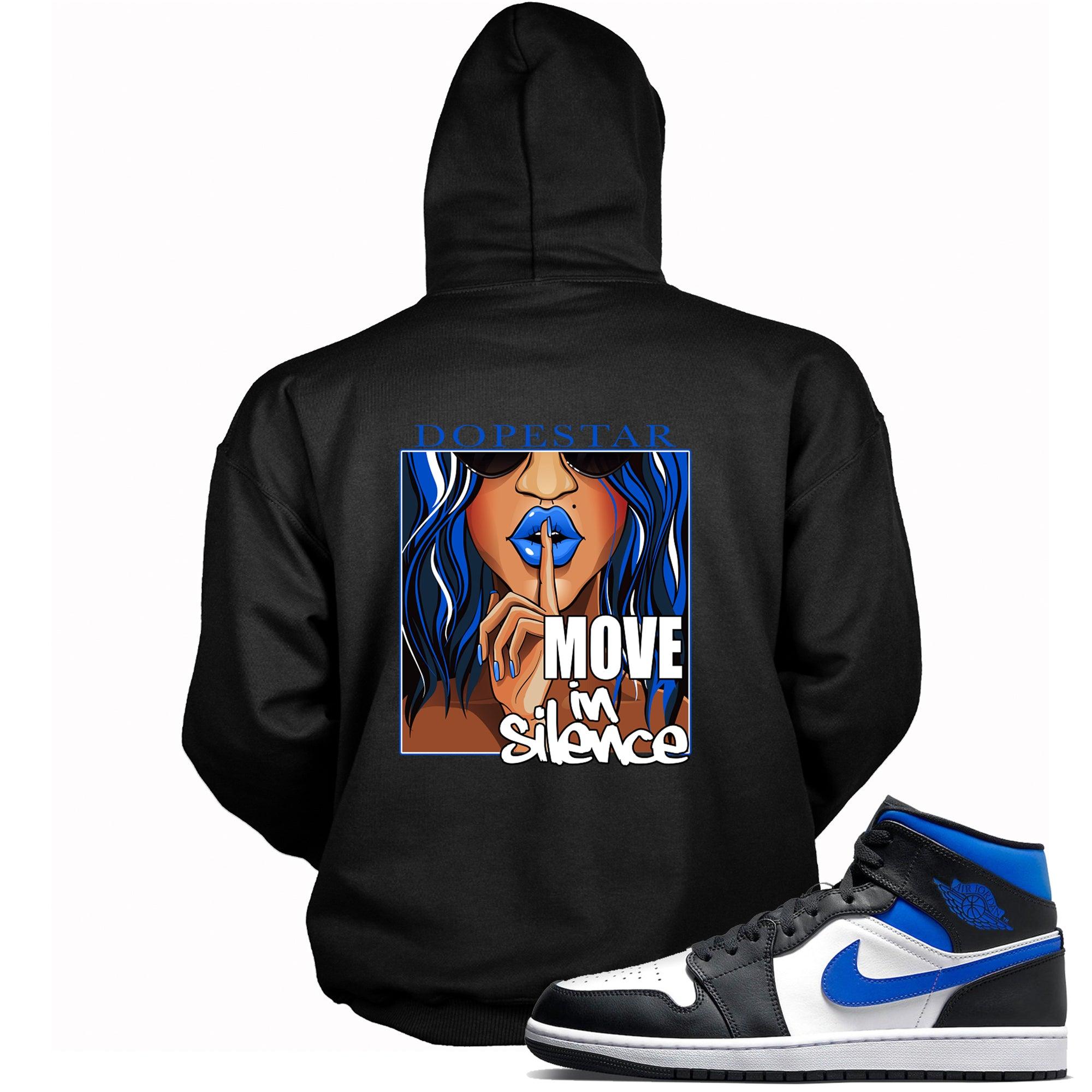 1 Mid White Black Royal Hoodie Move In Silence