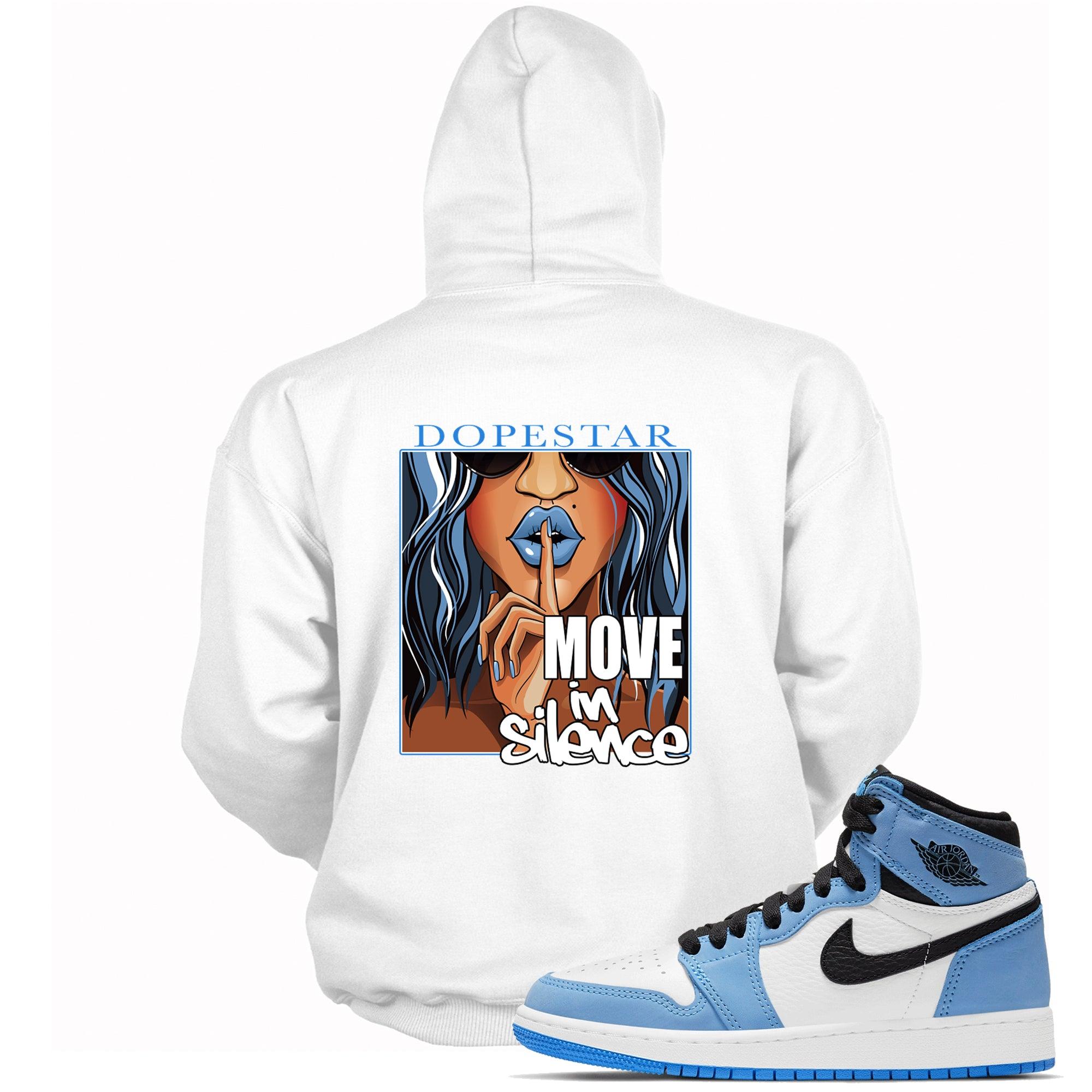 1 High White University Blue Black Hoodie Move In Silence