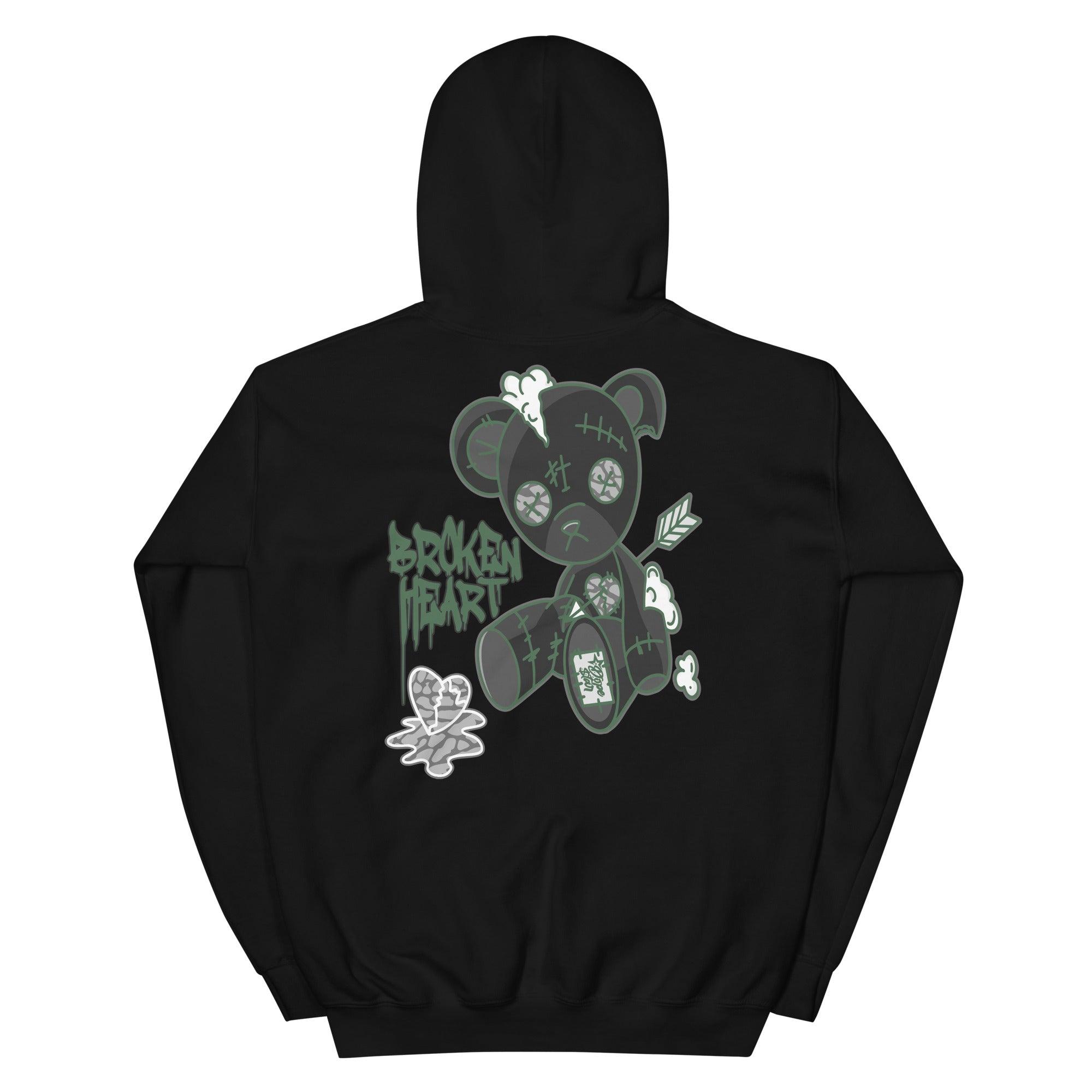 3 Pine Green Hoodie Broken Heart Bear