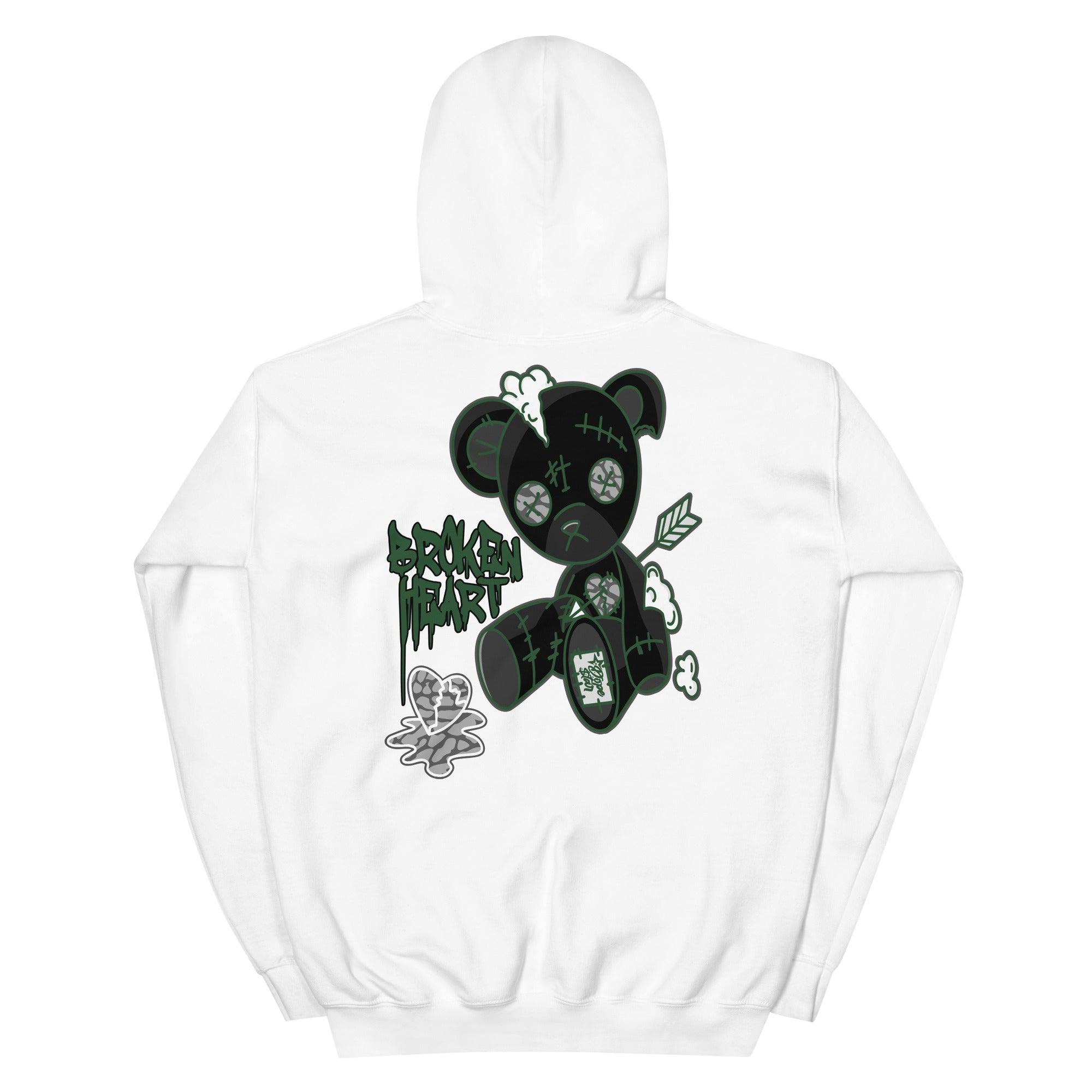 3 Pine Green Hoodie Broken Heart Bear