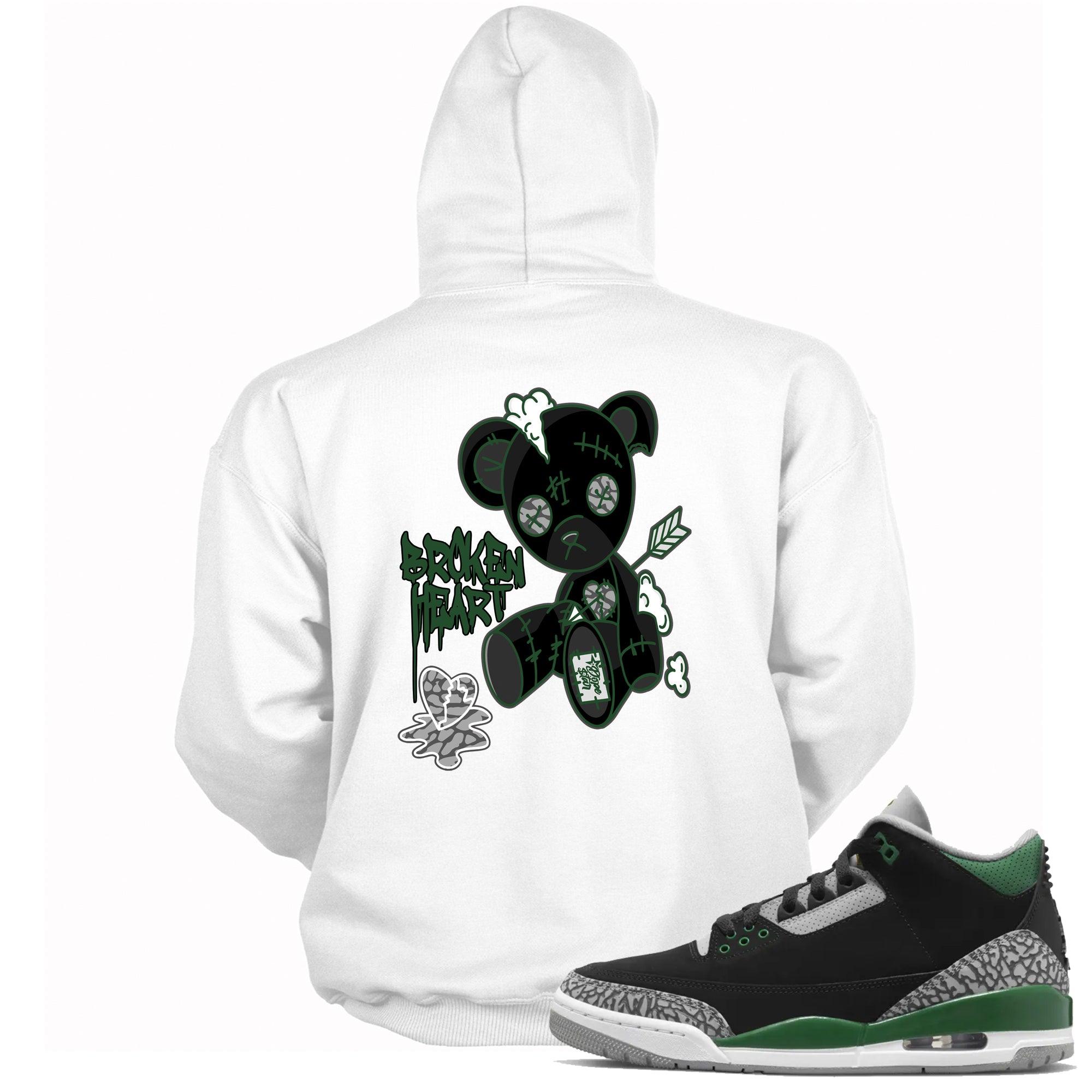 3 Pine Green Hoodie Broken Heart Bear