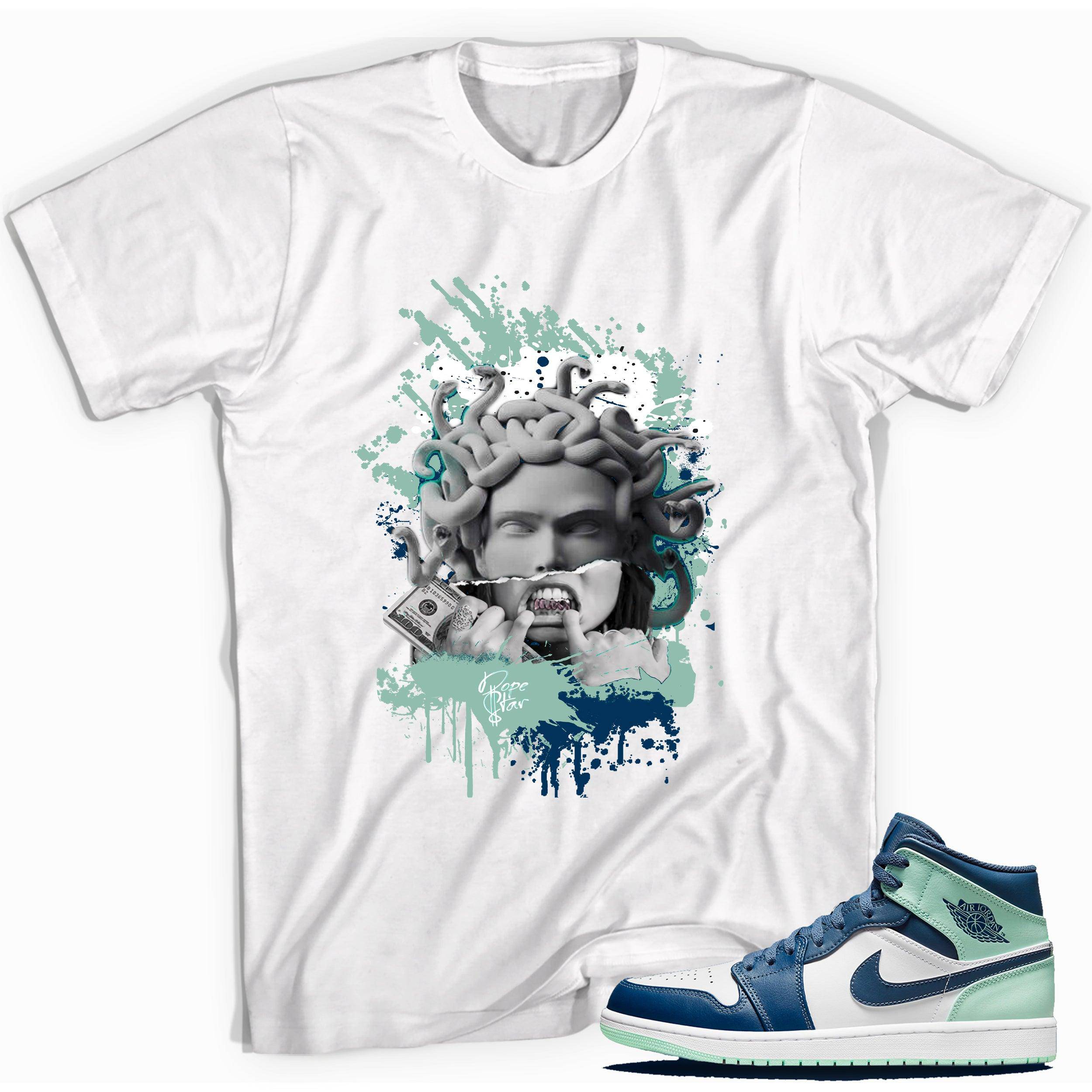 1 Mid Mystic Navy Mint Foam Shirt Medusa